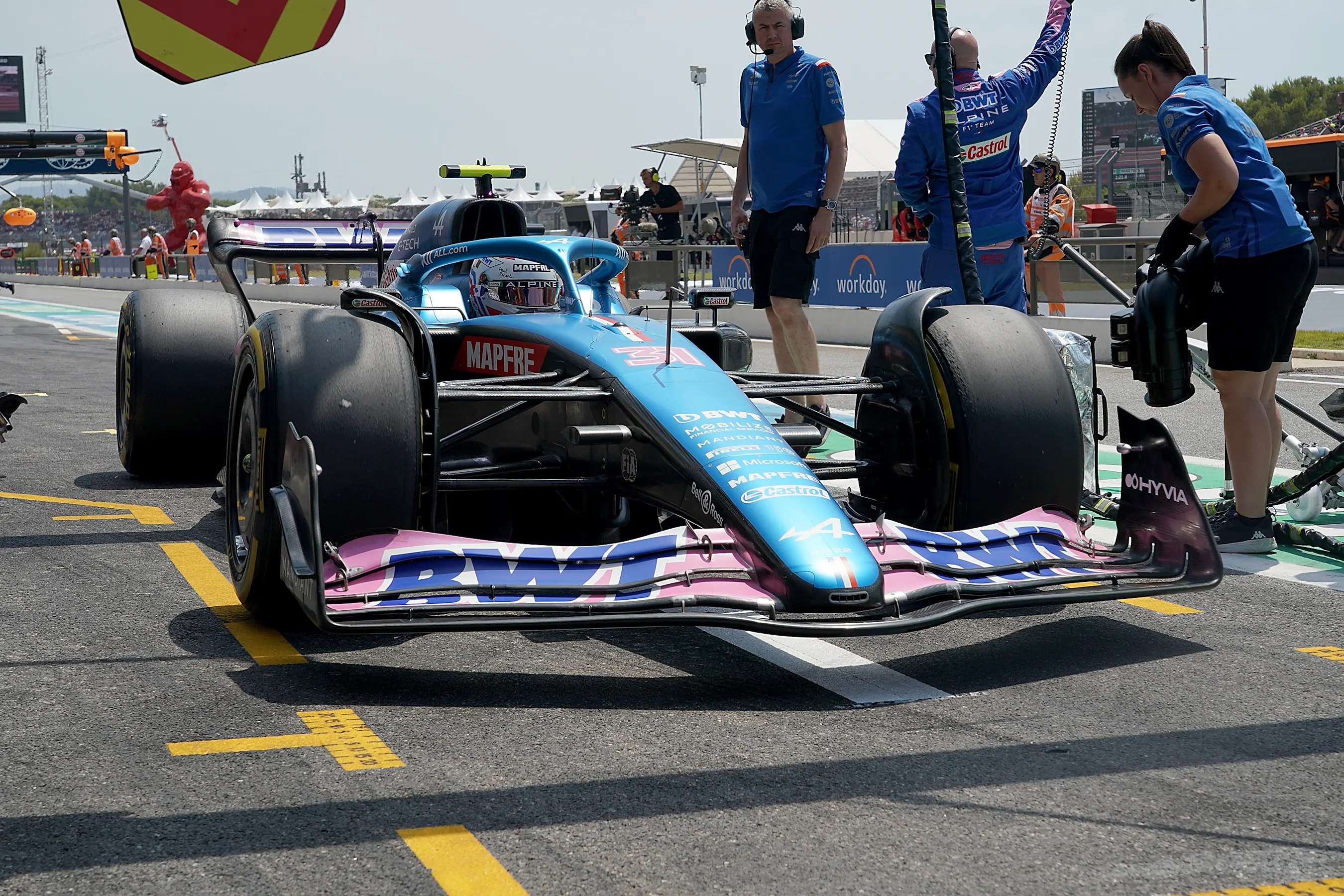 LE CASTELLET, FRANCE - JULY 23: Esteban Ocon (FRA), Alpine F1 takes part in the practice session at