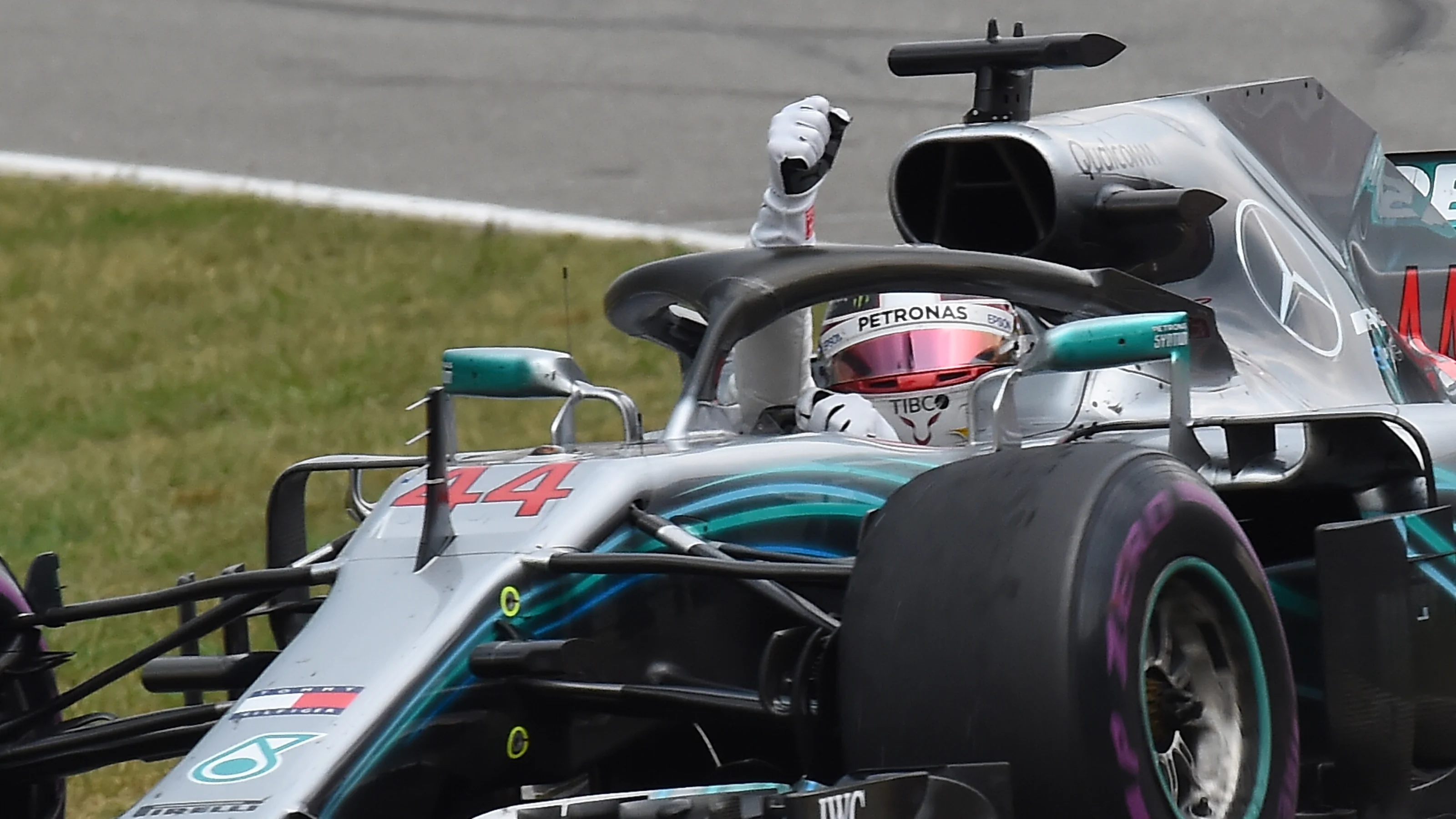 HOCKENHEIMRING, GERMANY - JULY 22: Lewis Hamilton (GBR) Mercedes-AMG F1 celebrates during the