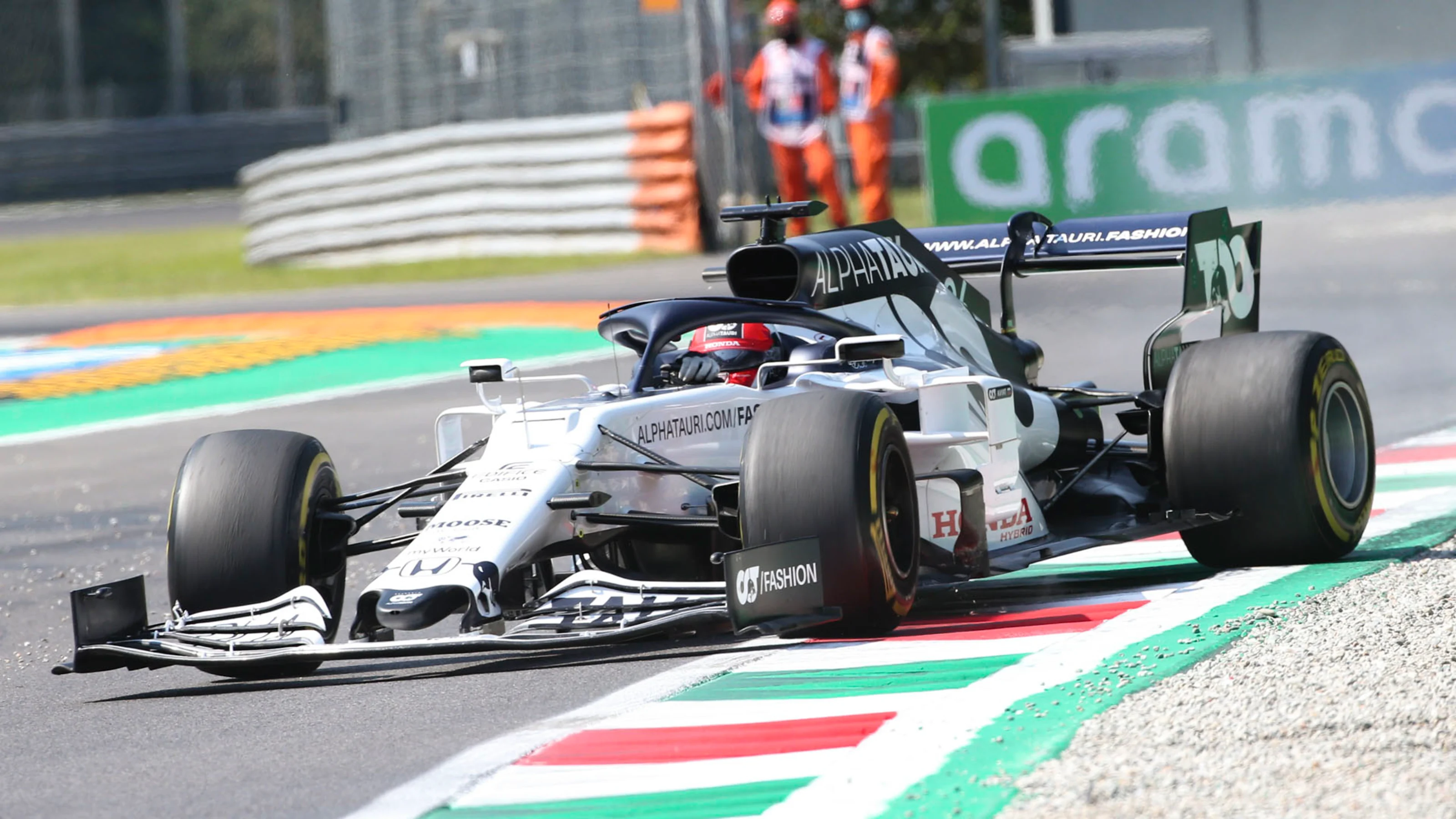Russian Formula One driver Daniil Kvyat of Scuderia AlphaTauri Honda in action during the first