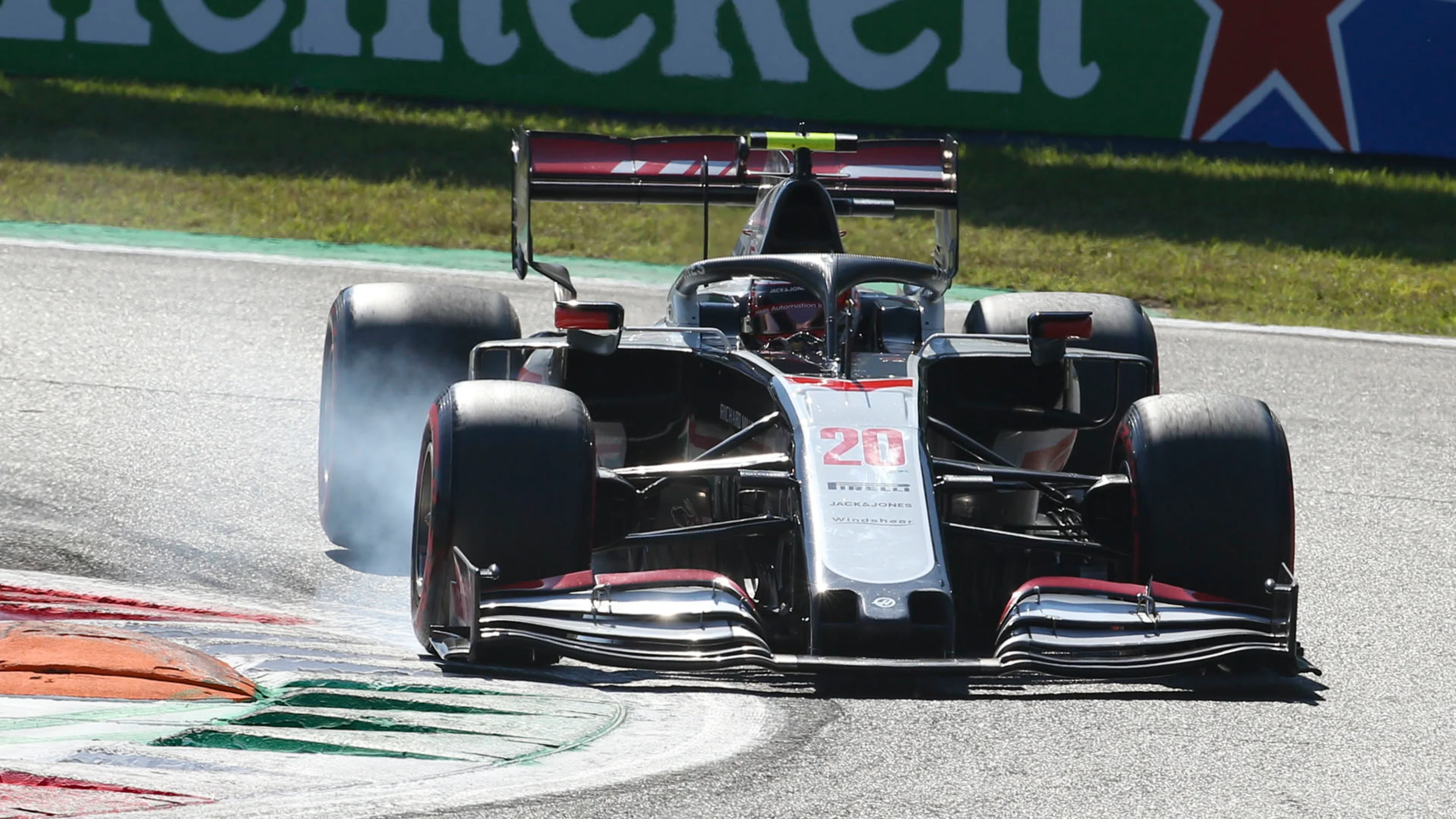 Danish Formula One driver Kevin Magnussen of Haas F1 Team in action during the qualifying session