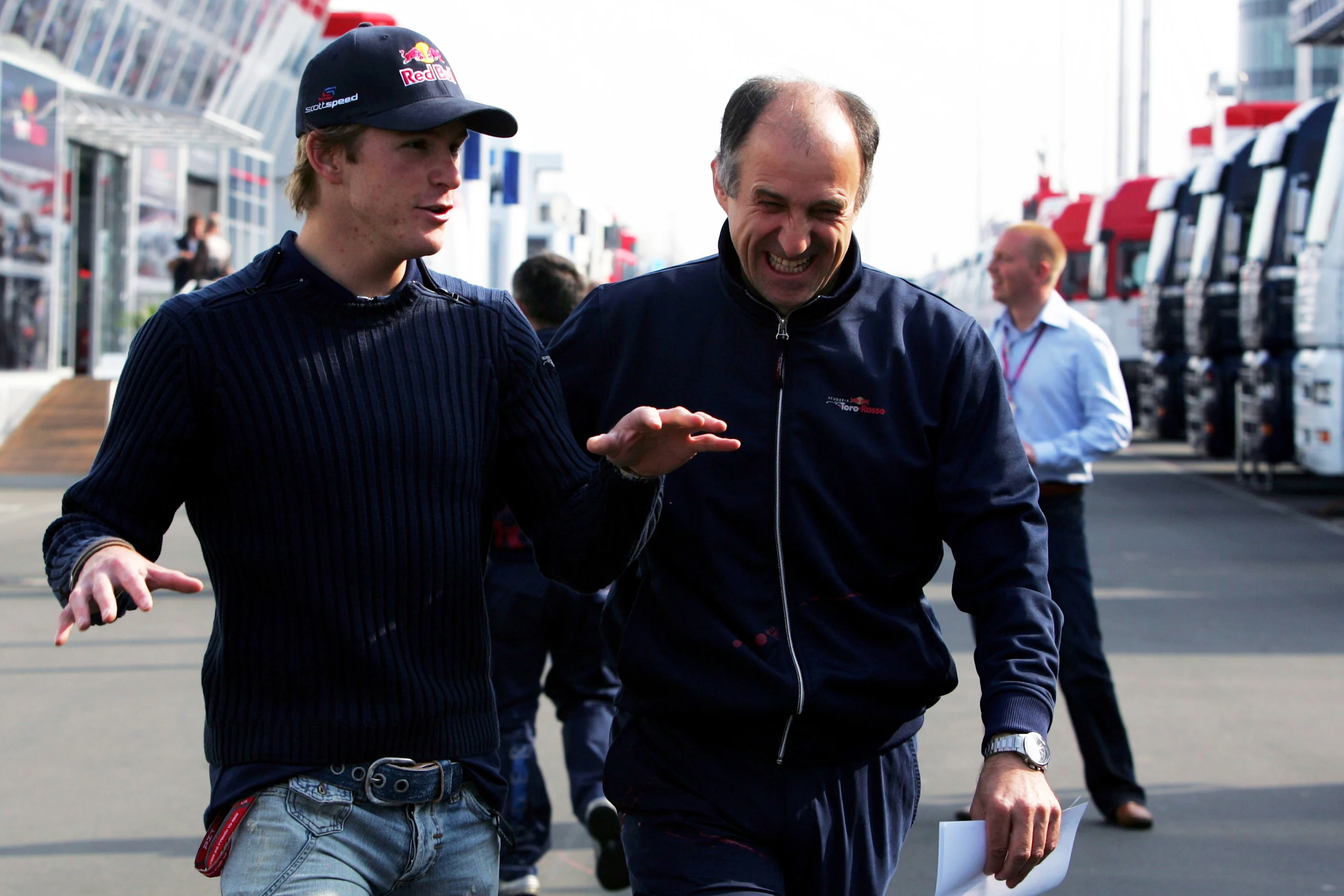 (L to R): Scott Speed (USA) Scuderia Toro Rosso talks with Franz Tost (AUT) Scuderia Toro Rosso