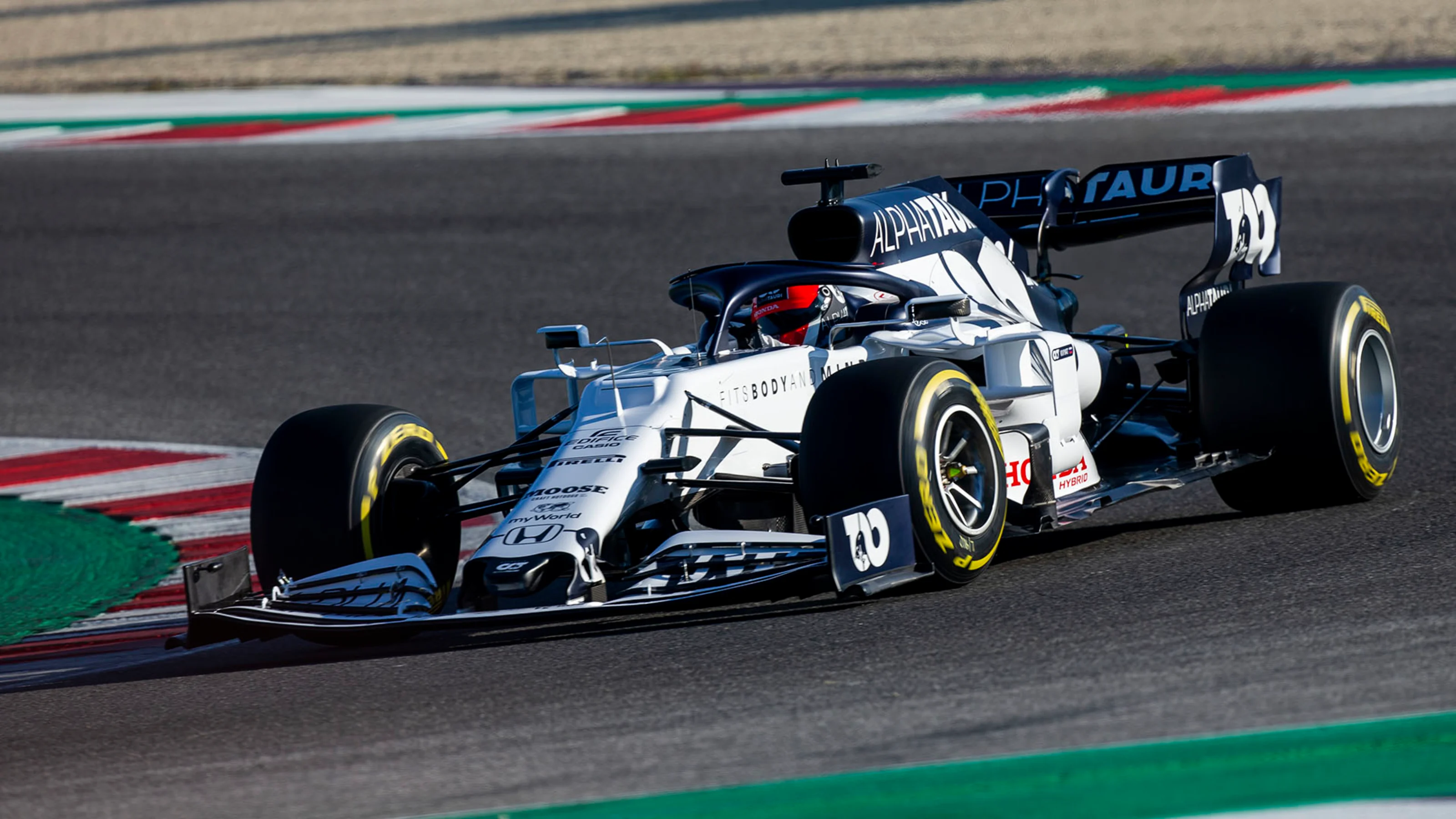 Danil Kvyat of Russia and Scuderia AlphaTauri performs during the filming day in Misano, Italy on