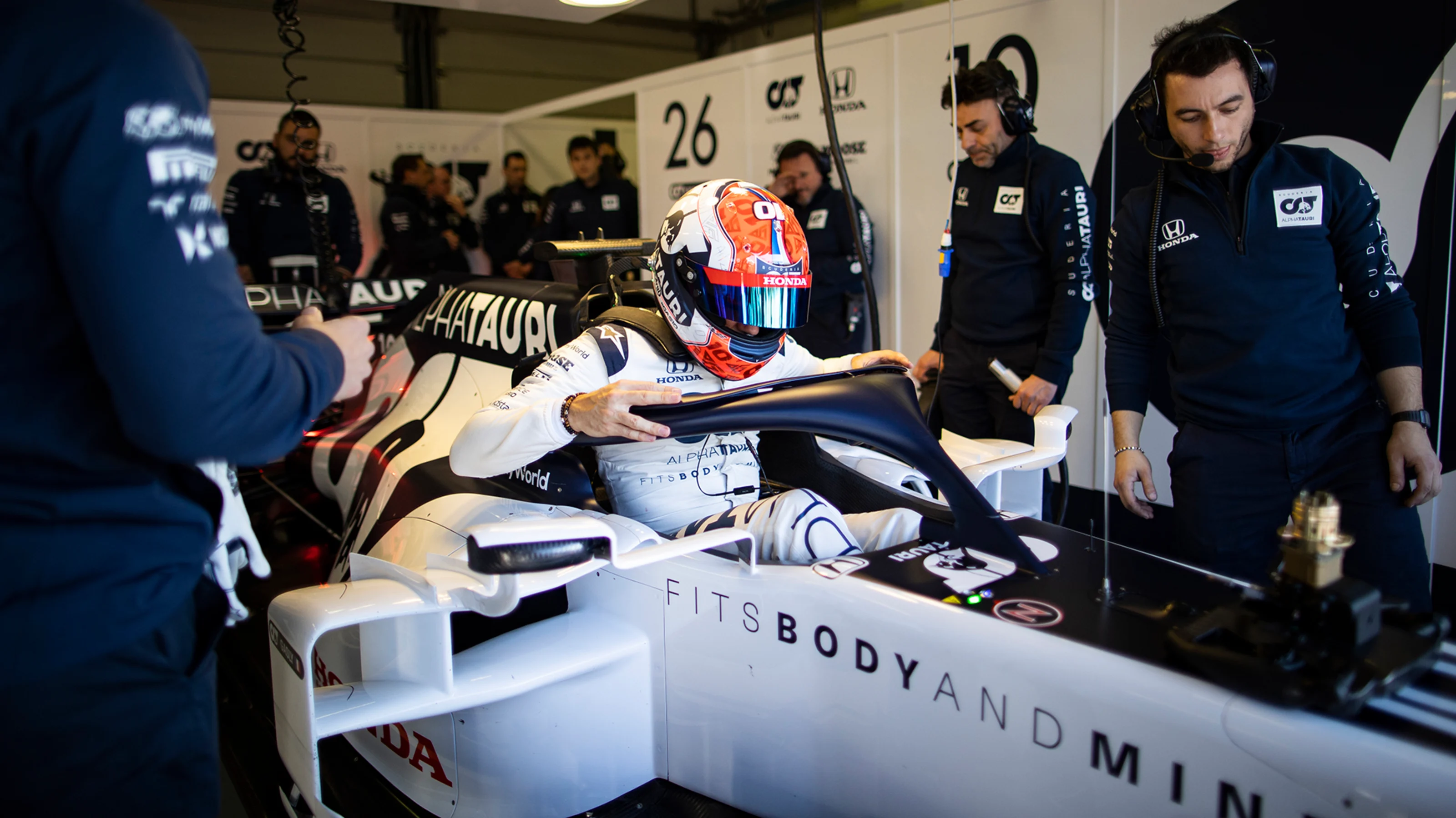 Pierre Gasly of France and Scuderia AlphaTauri seein during the filming day in Misano, Italy on
