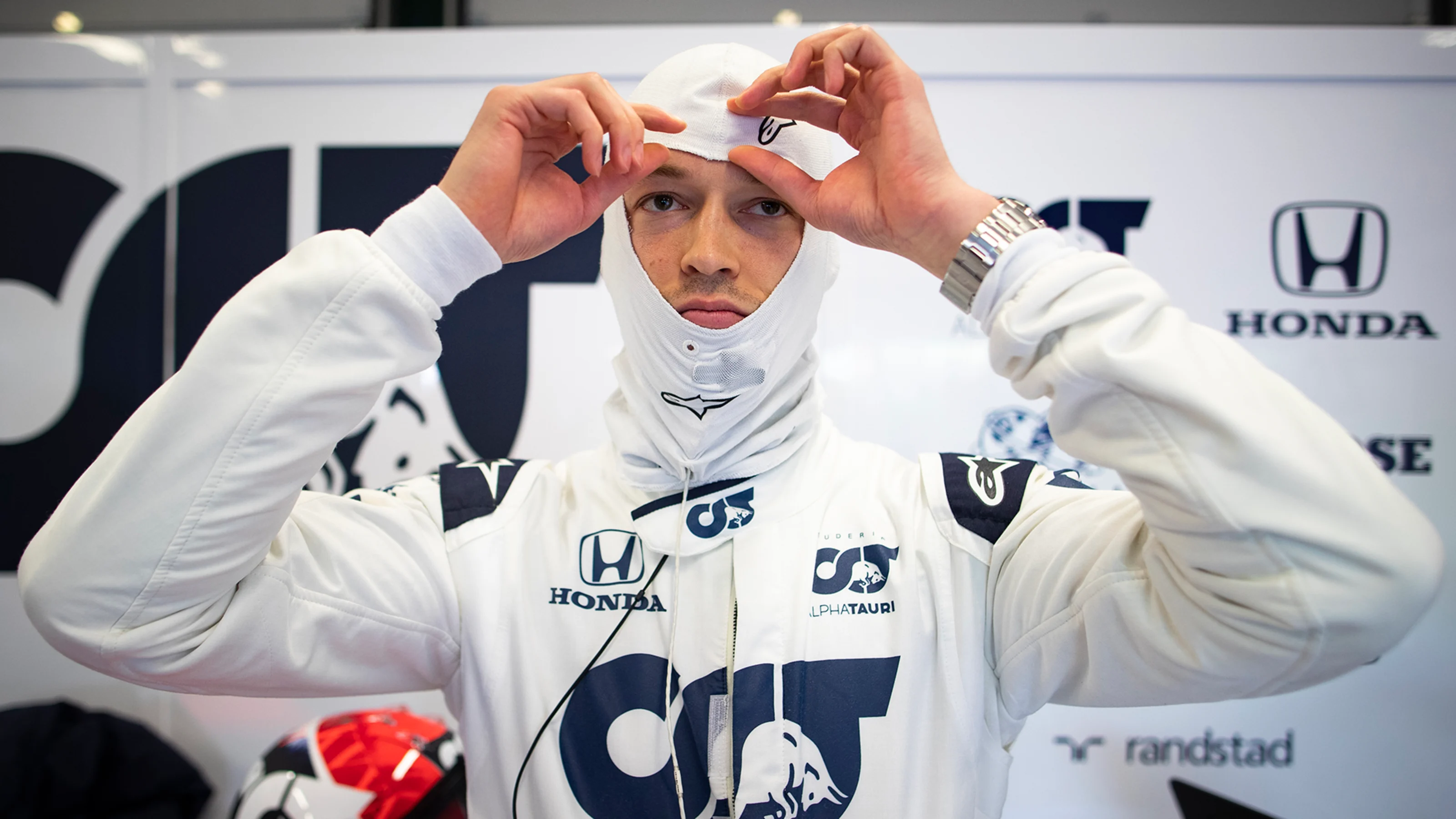Danil Kvyat of Russia and Scuderia AlphaTauri prepares for a drive during the filming day in