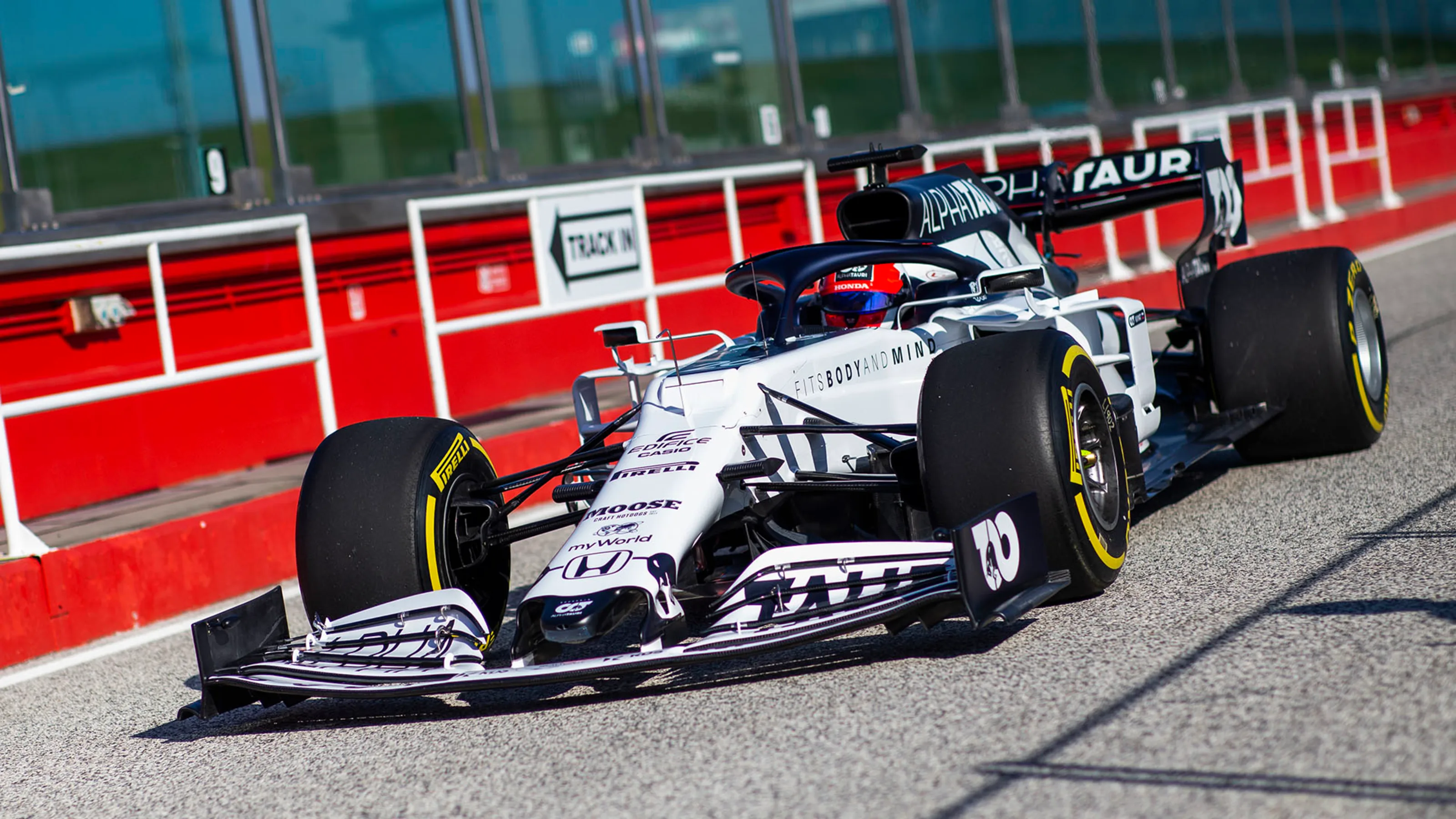 Danil Kvyat of Russia and Scuderia AlphaTauri performs during the filming day in Misano, Italy on