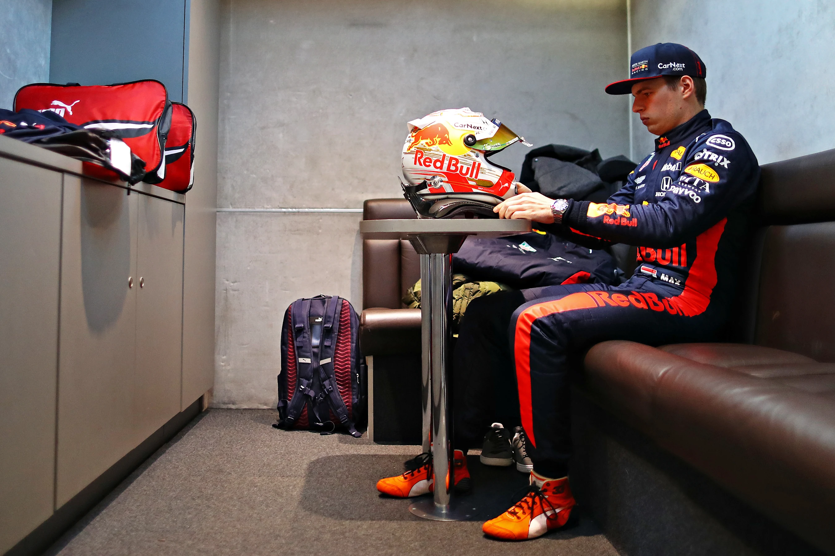 NORTHAMPTON, ENGLAND - FEBRUARY 12: Max Verstappen of Netherlands and Red Bull Racing prepares to
