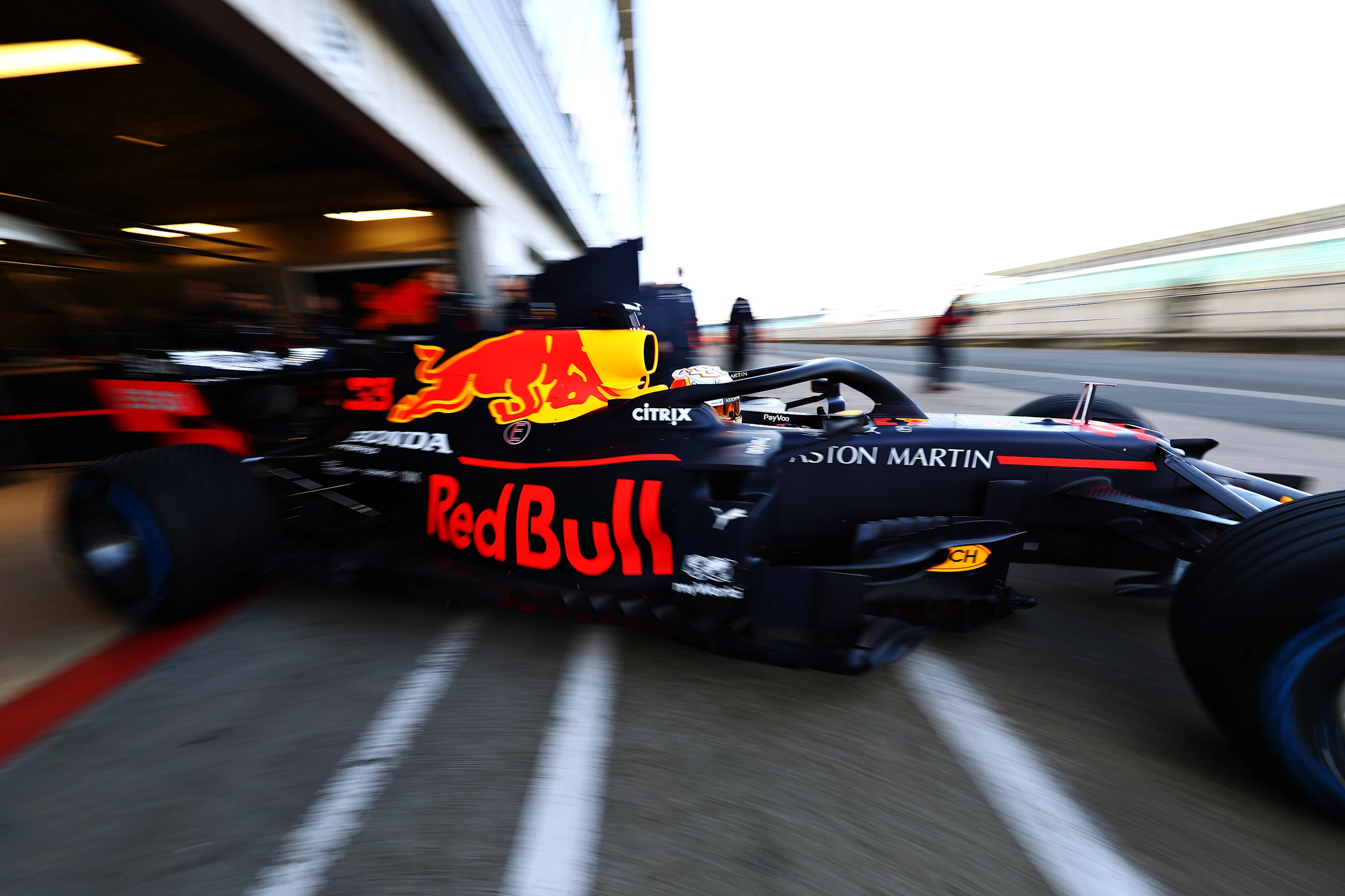 NORTHAMPTON, ENGLAND - FEBRUARY 12: Max Verstappen of the Netherlands driving the (33) Aston Martin