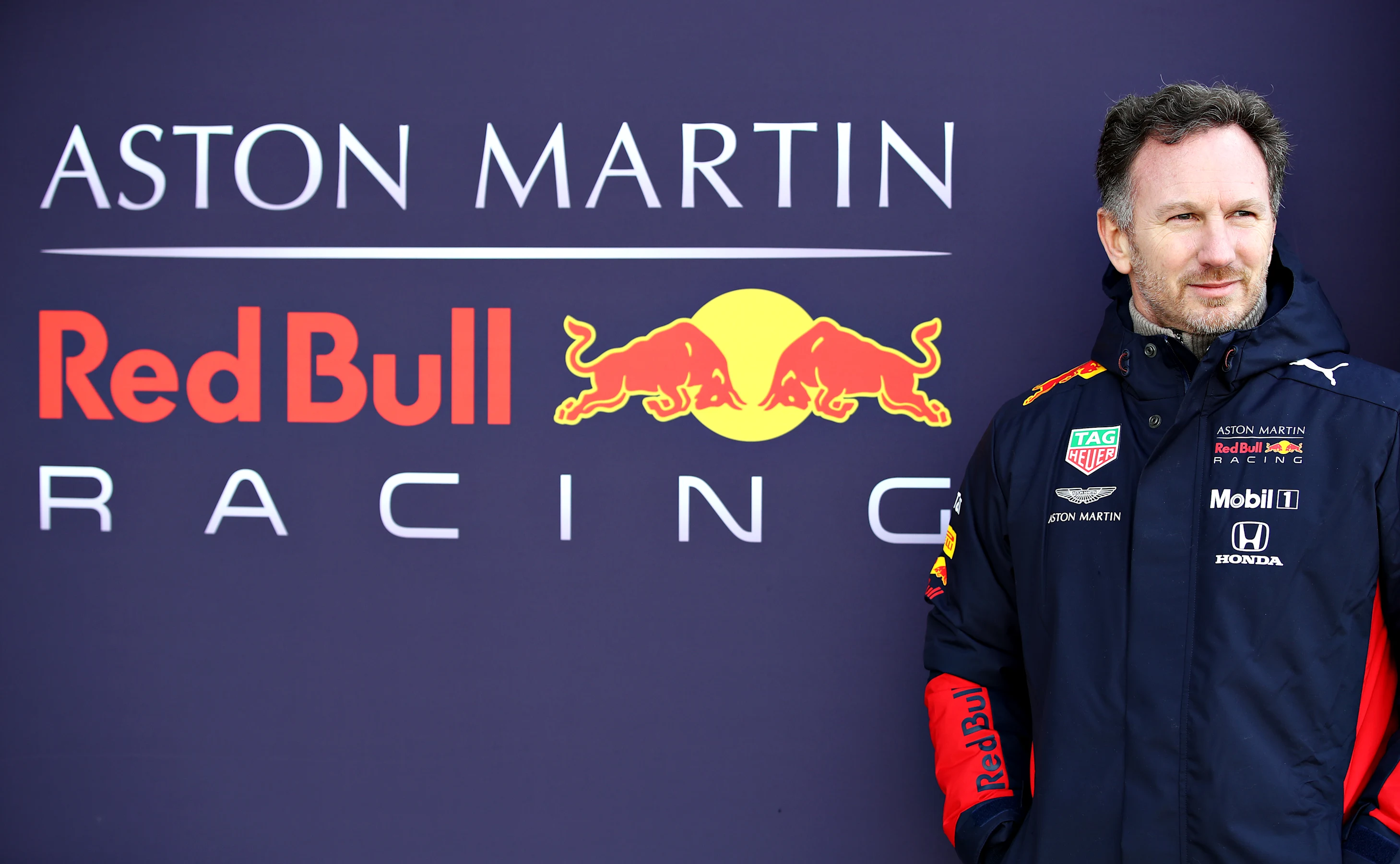 NORTHAMPTON, ENGLAND - FEBRUARY 12: Red Bull Racing Team Principal Christian Horner looks on from