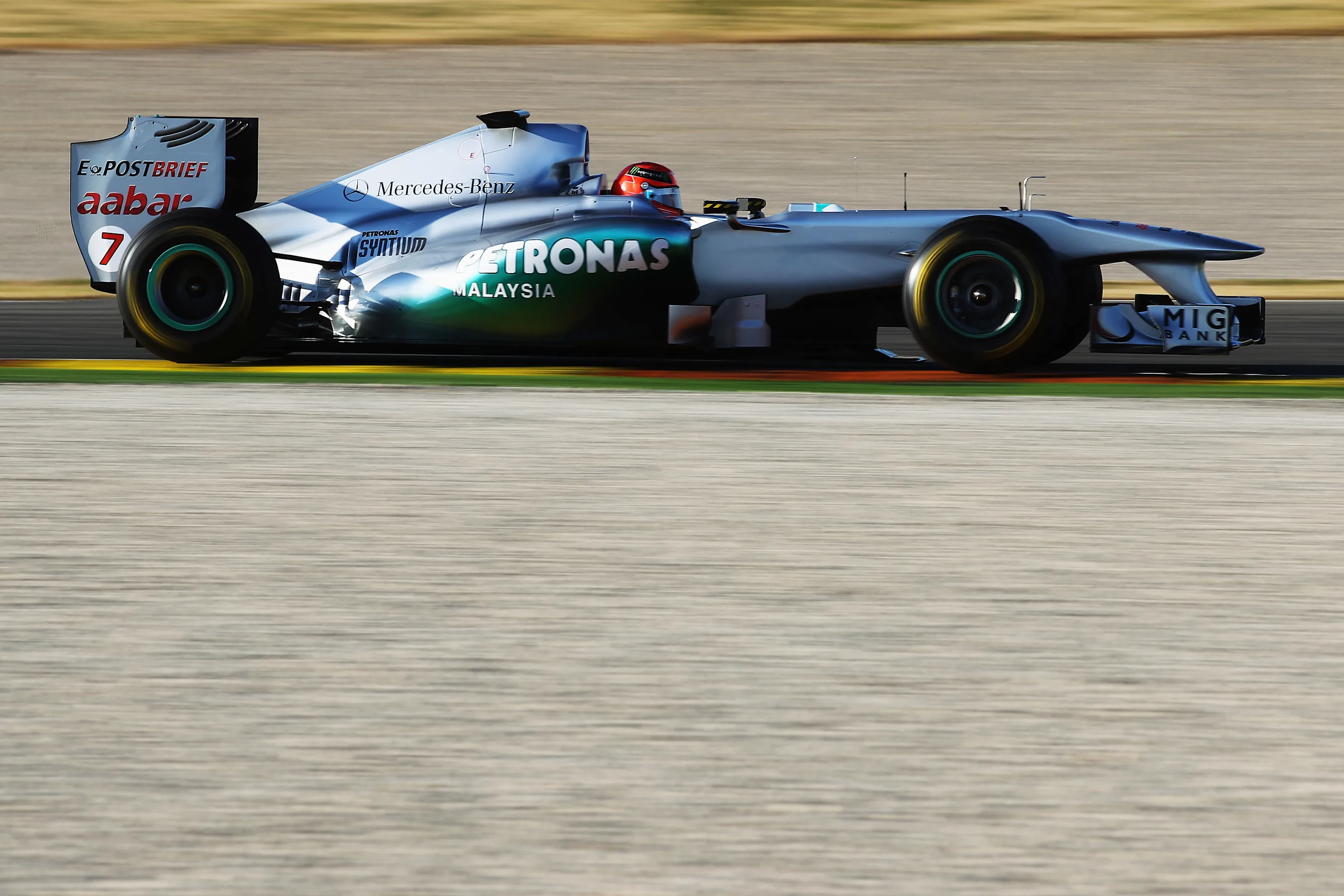 VALENCIA, SPAIN - FEBRUARY 01: Michael Schumacher of Germany and Mercedes GP drives the new MGP