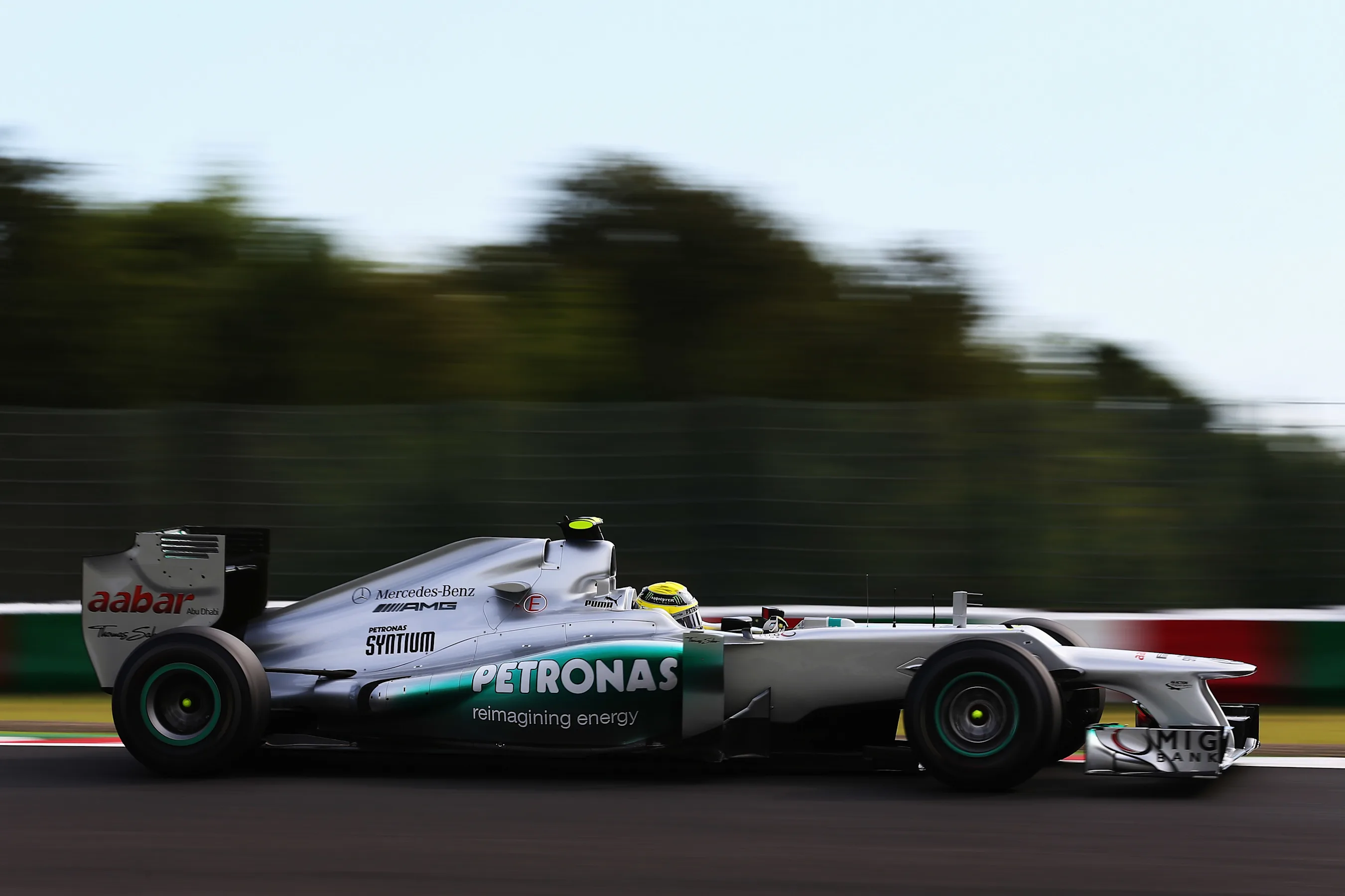 SUZUKA, JAPAN - OCTOBER 06: Nico Rosberg of Germany and Mercedes GP drives during qualifying for