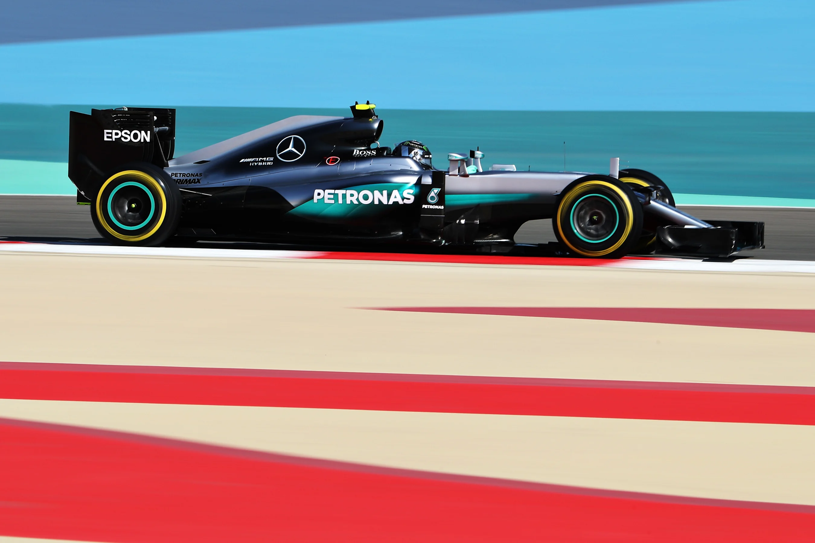 SAKHIR, BAHRAIN - APRIL 02: Nico Rosberg of Germany drives the (6) Mercedes AMG Petronas F1 Team