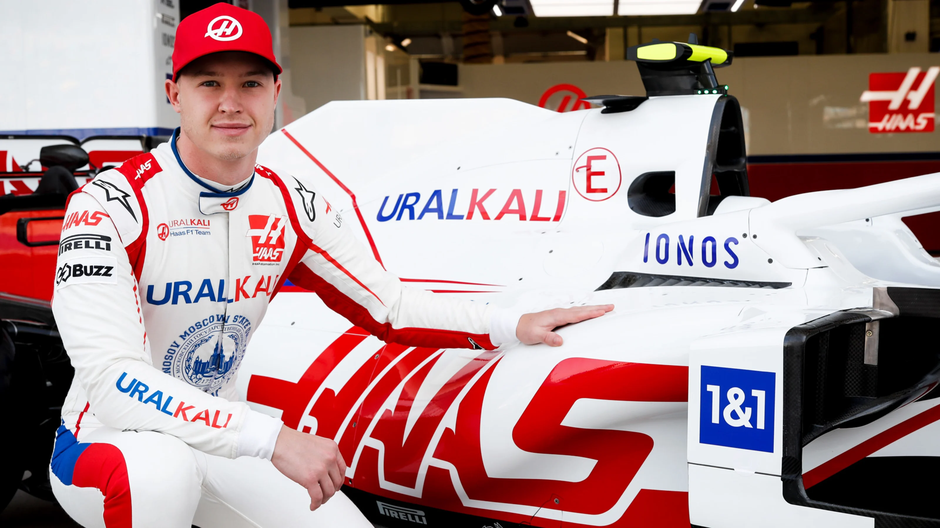 BAHRAIN INTERNATIONAL CIRCUIT, BAHRAIN - MARCH 12: Nikita Mazepin, Haas F1 Ionos reveal during the