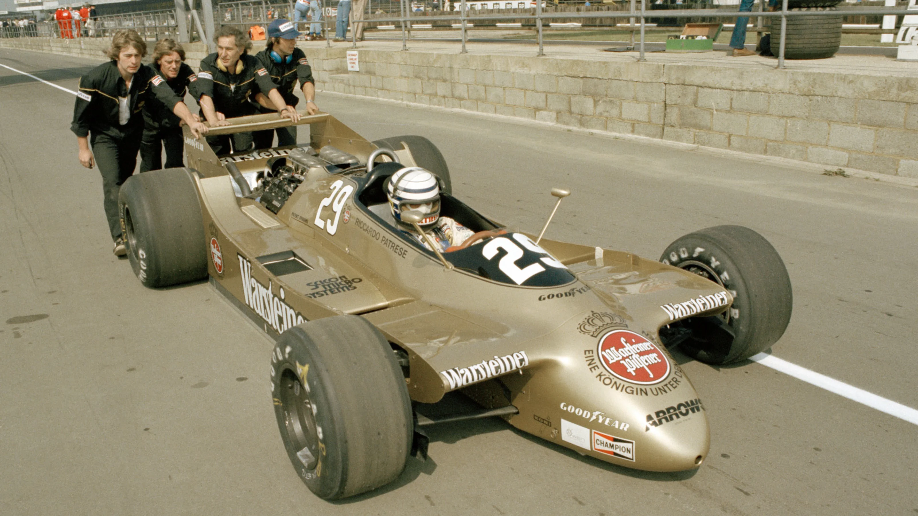 NORTHAMPTON, ENGLAND - JULY 14: Riccardo Patrese of Italy in the #29 Arrows A2 during the British