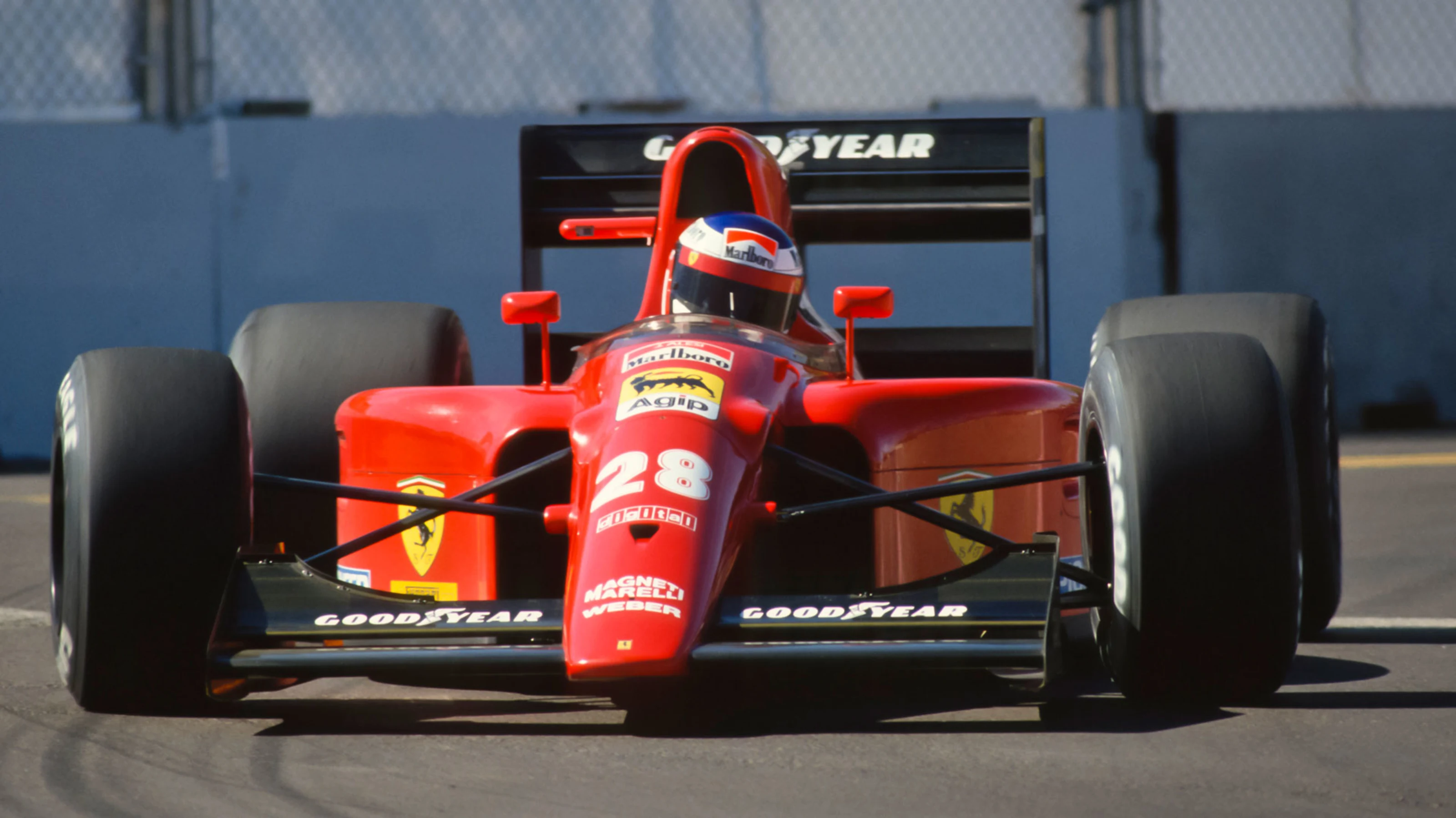 PHOENIX -  MARCH 10:  Jean Alesi, #28, drives his Ferrari team car during the 1991 Formula One US