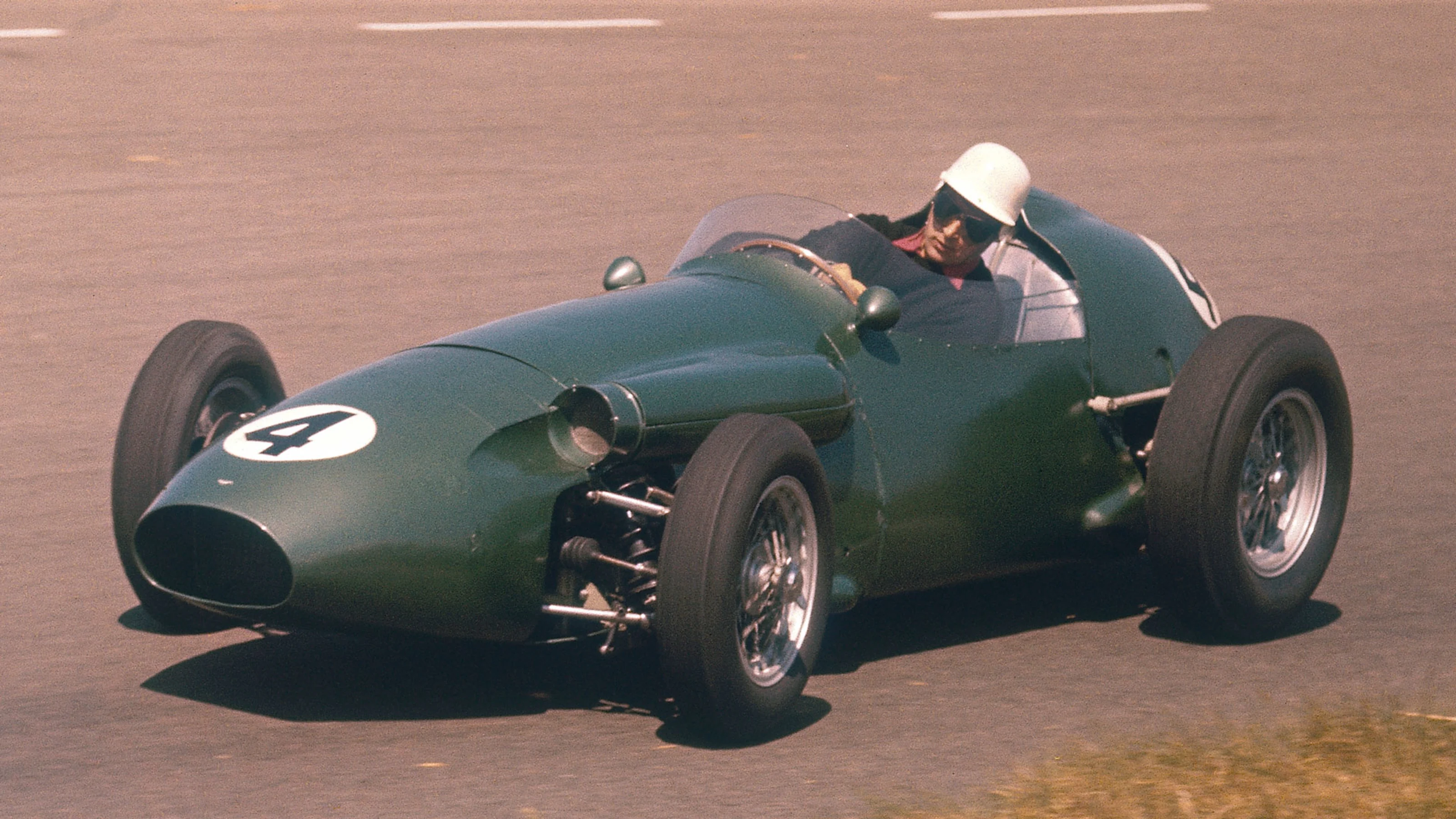 Roy Salvadori driving an Aston Martin, Dutch Grand Prix, Zandvoort, 1959. His race only lasted