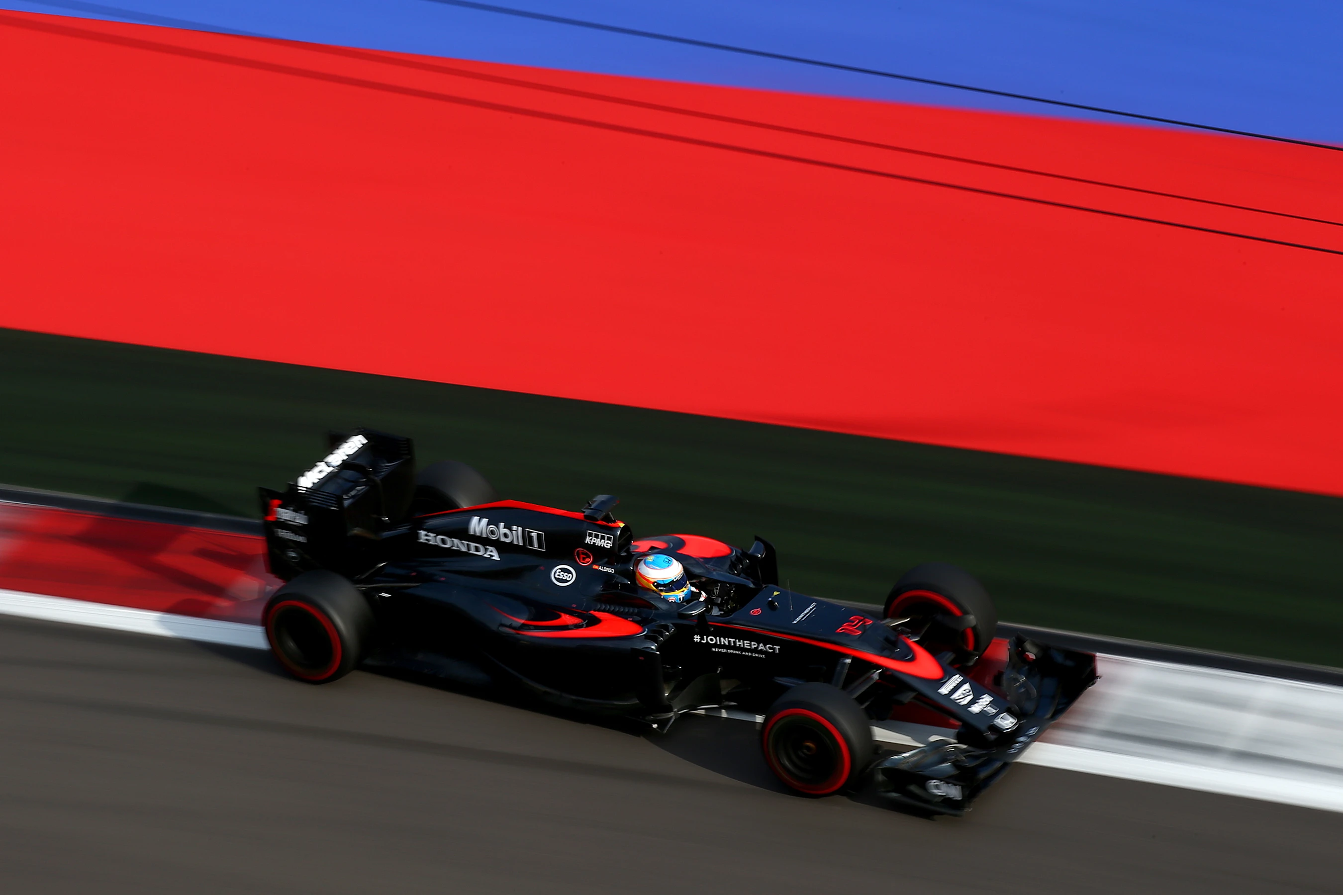 SOCHI, RUSSIA - OCTOBER 10:  Fernando Alonso of Spain and McLaren Honda drives during qualifying