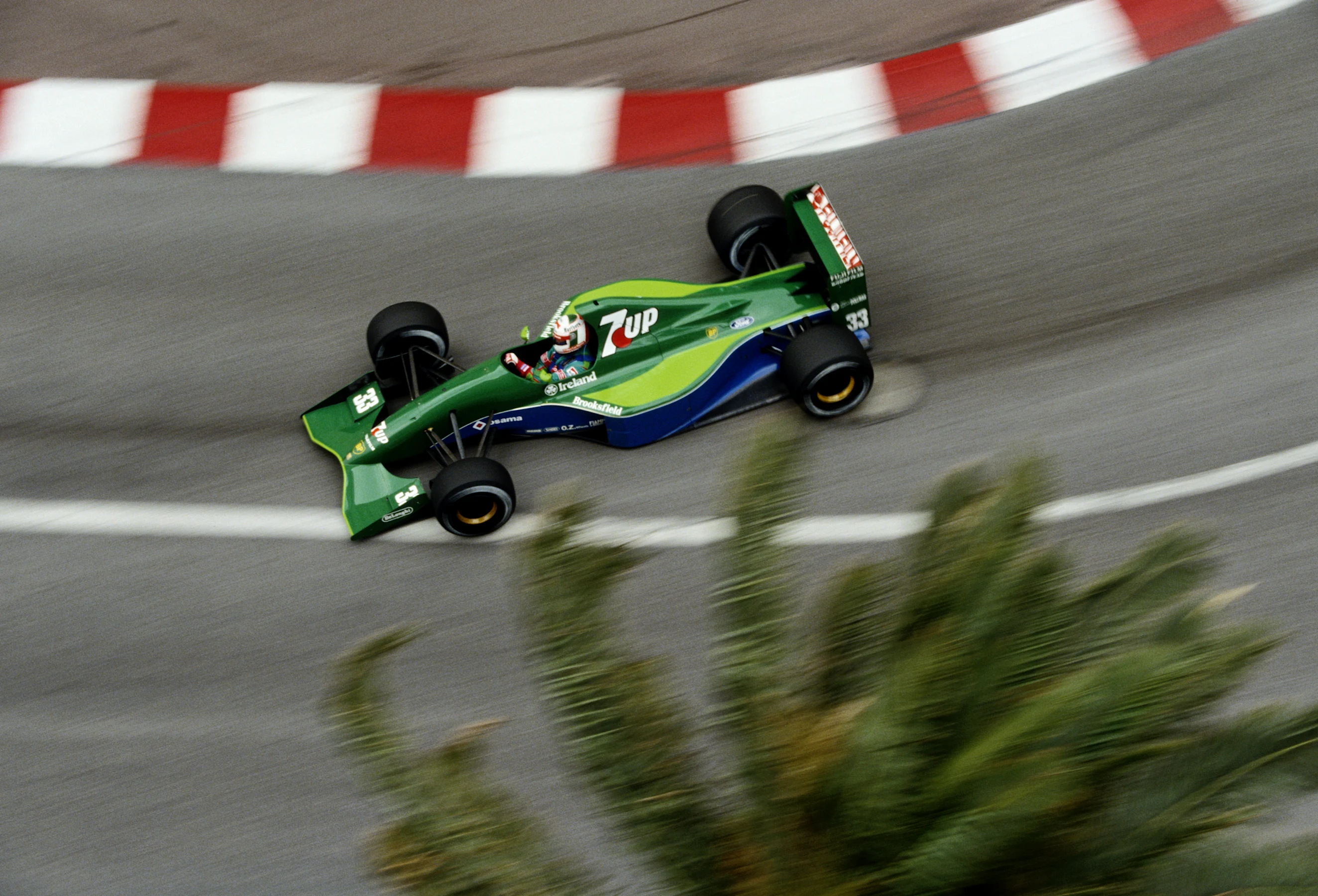 Andrea de Cesaris drives the #33 Team 7up Jordan  Jordan 191 Ford HB during the Grand Prix of