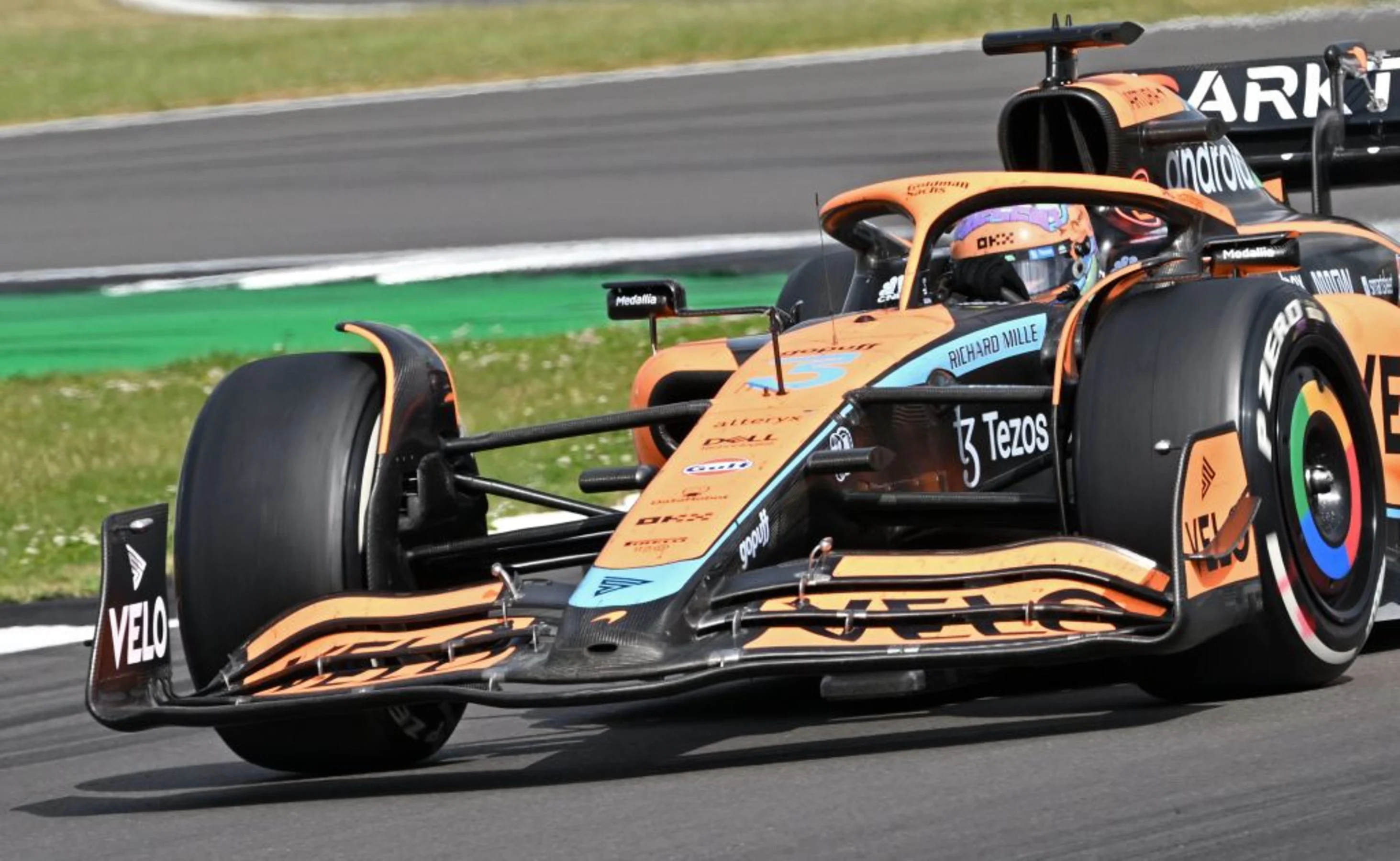 McLaren's Australian driver Daniel Ricciardo drives during the Formula One British Grand Prix at
