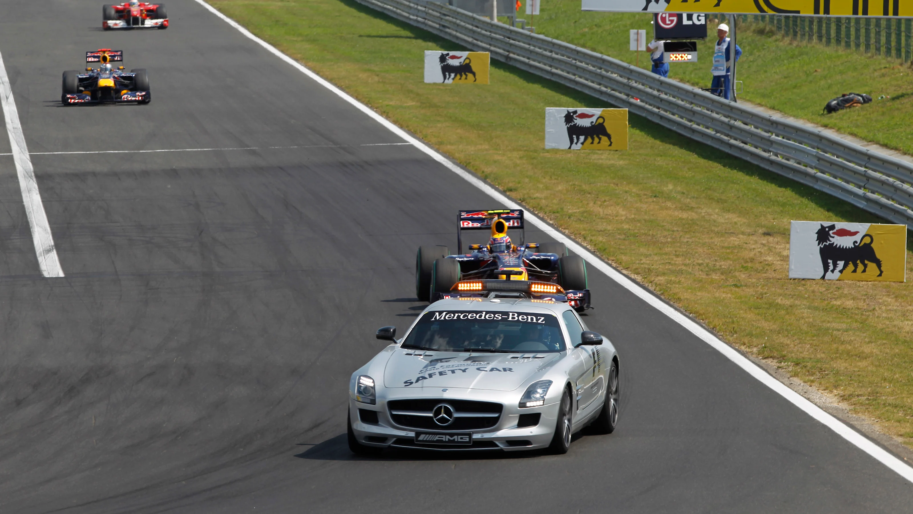 Hungaroring, Budapest, Hungary 1st August 2010 The Safety Car leads Mark Webber, Red Bull Racing
