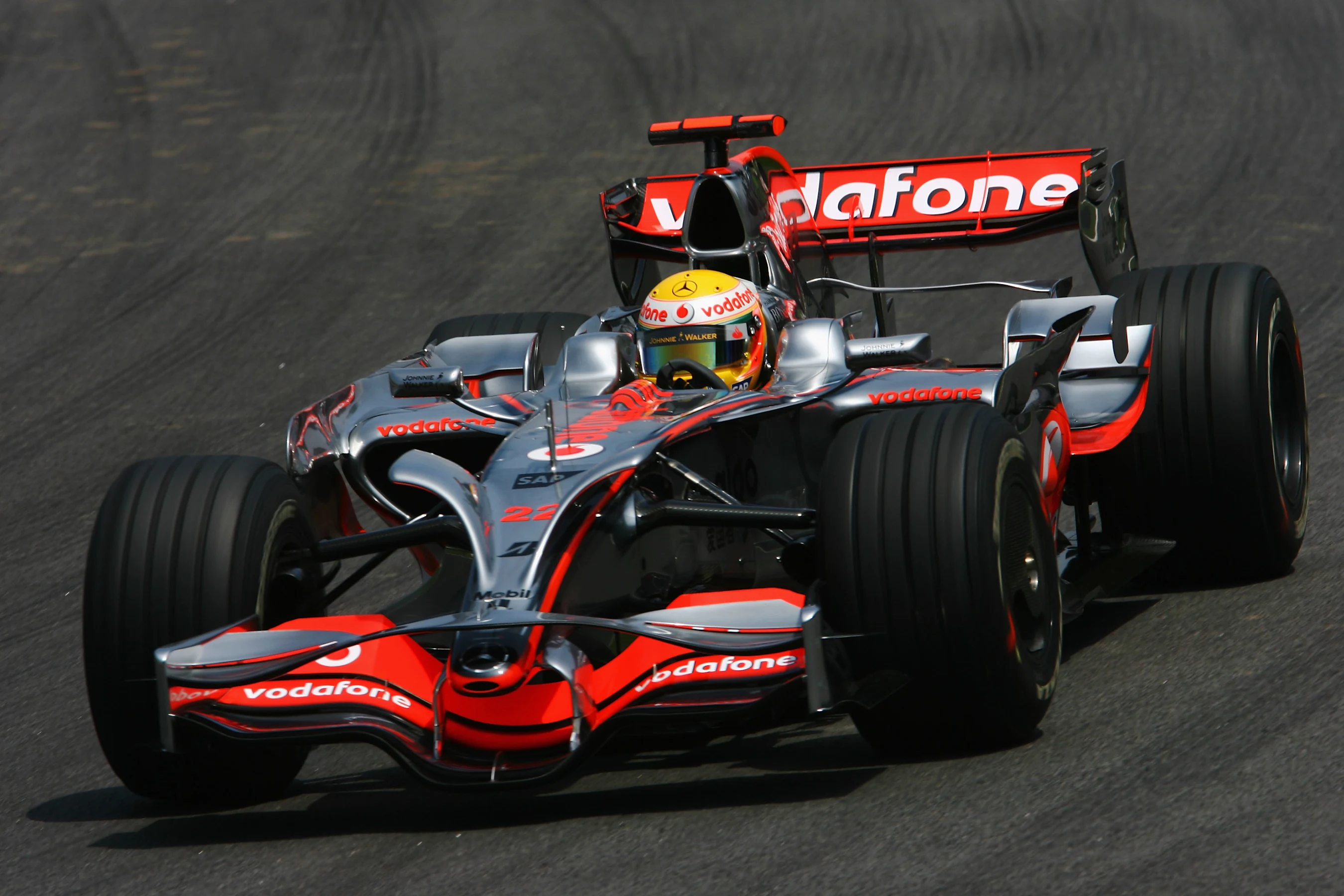 SAO PAULO, BRAZIL - NOVEMBER 01:  Lewis Hamilton of Great Britain and McLaren Mercedes drives on