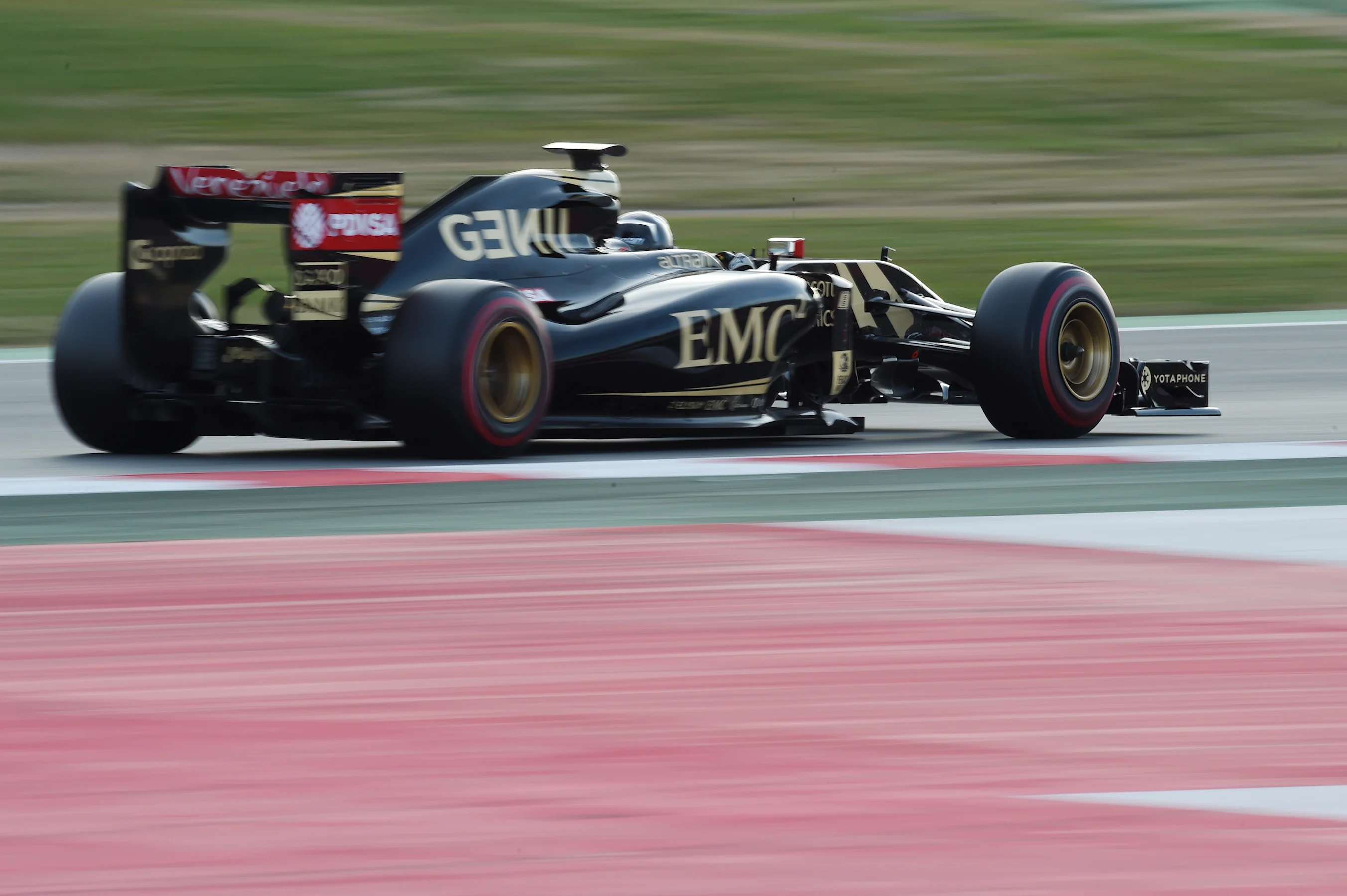 Romain Grosjean (FRA) Lotus E23 Hybrid at Formula One Testing, Day Three, Barcelona, Spain, 28