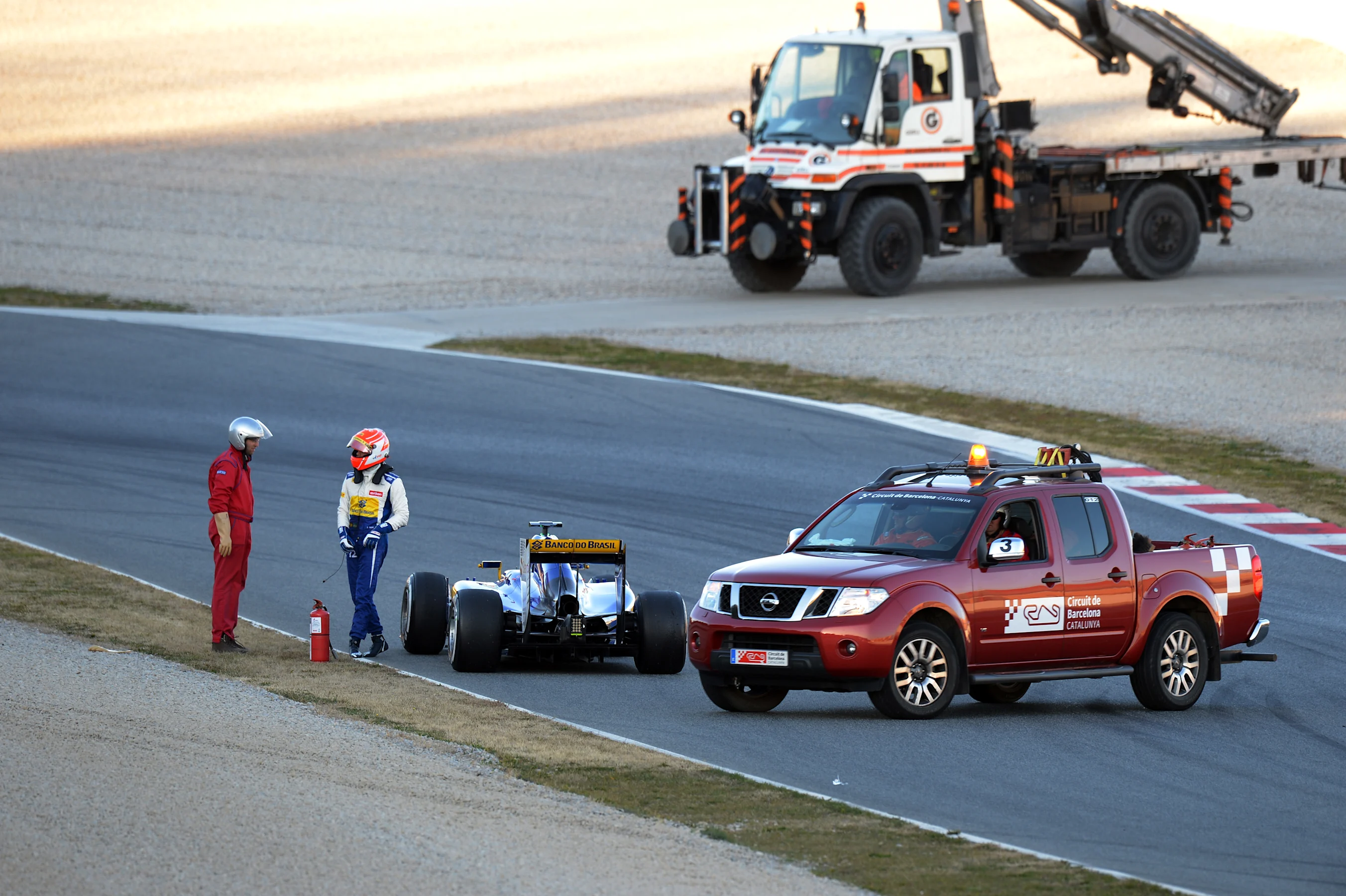 Felipe Nasr (BRA) Sauber C34 stops on track at Formula One Testing, Day Four, Barcelona, Spain, 22