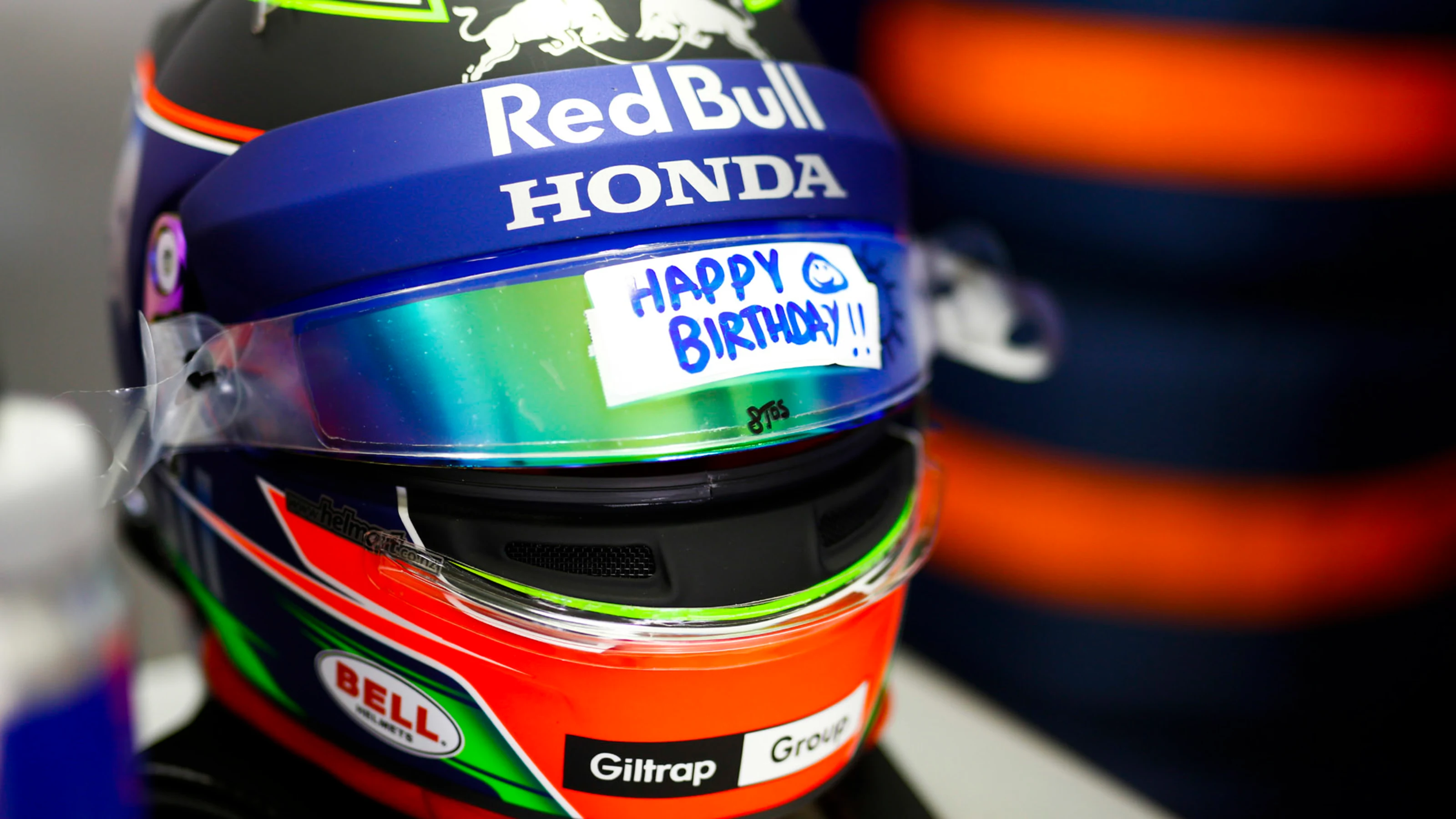 AUTÃ³DROMO JOSÃ© CARLOS PACE, BRAZIL - NOVEMBER 10: A birthday message on the visor of Brendon