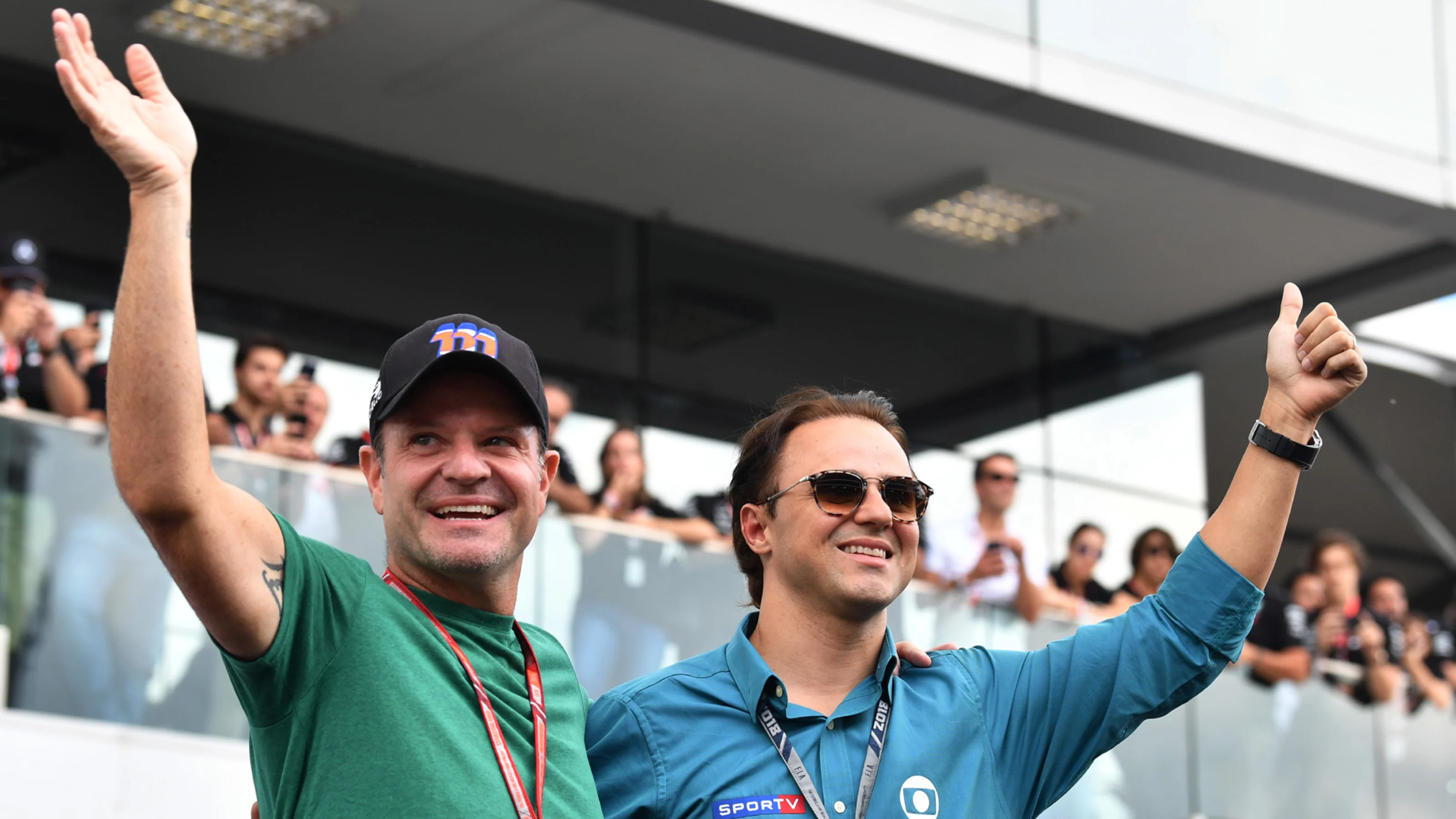 AUTÃ³DROMO JOSÃ© CARLOS PACE, BRAZIL - NOVEMBER 11: Rubens Barrichello and Felipe Massa during the