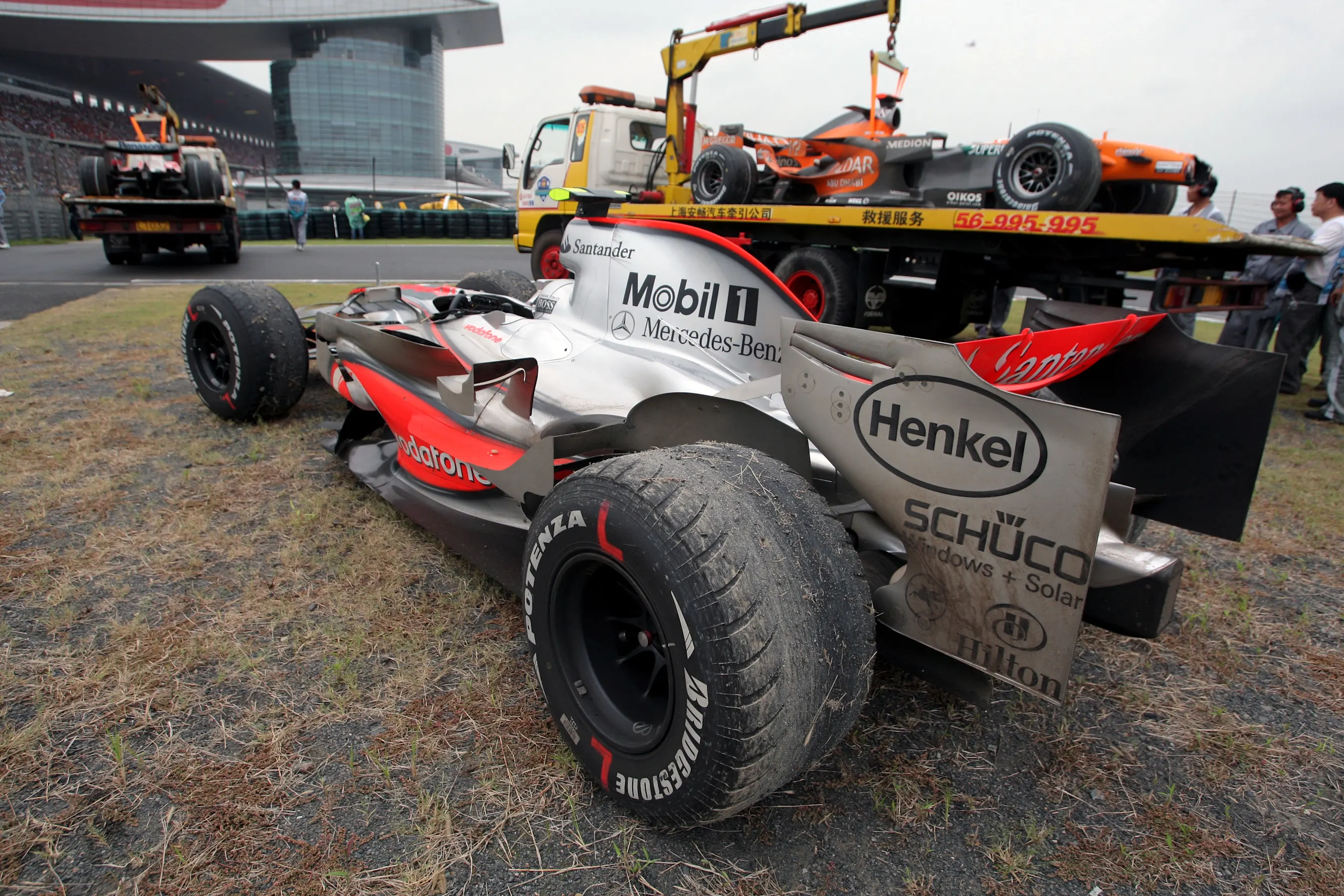 The car of Lewis Hamilton (GBR) McLaren Mercedes MP4/22 after he retired from the race with tyre