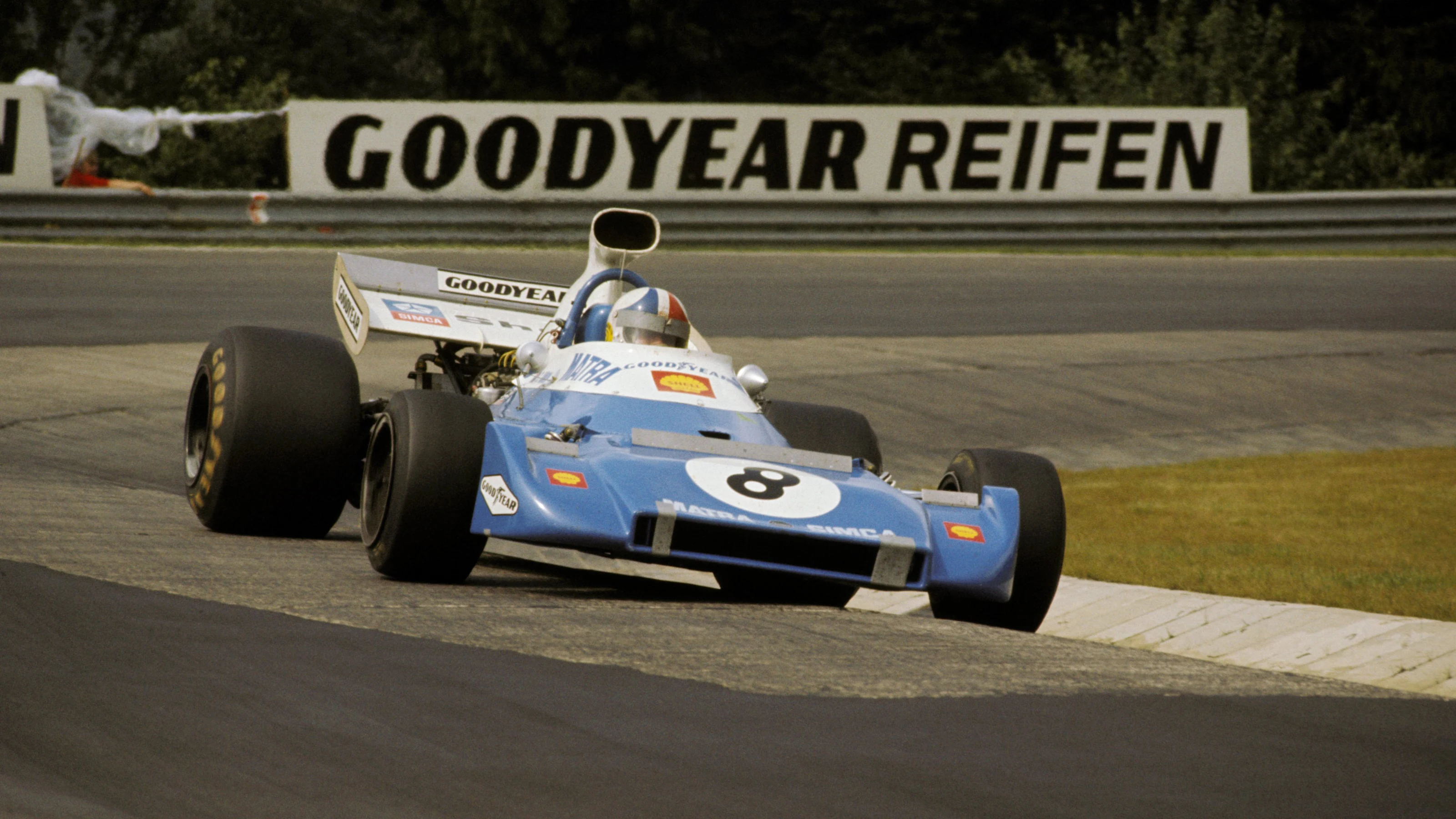 Chris Amon (NZL) Matra Simca MS120D joined the race on the second lap as repairs were made in the