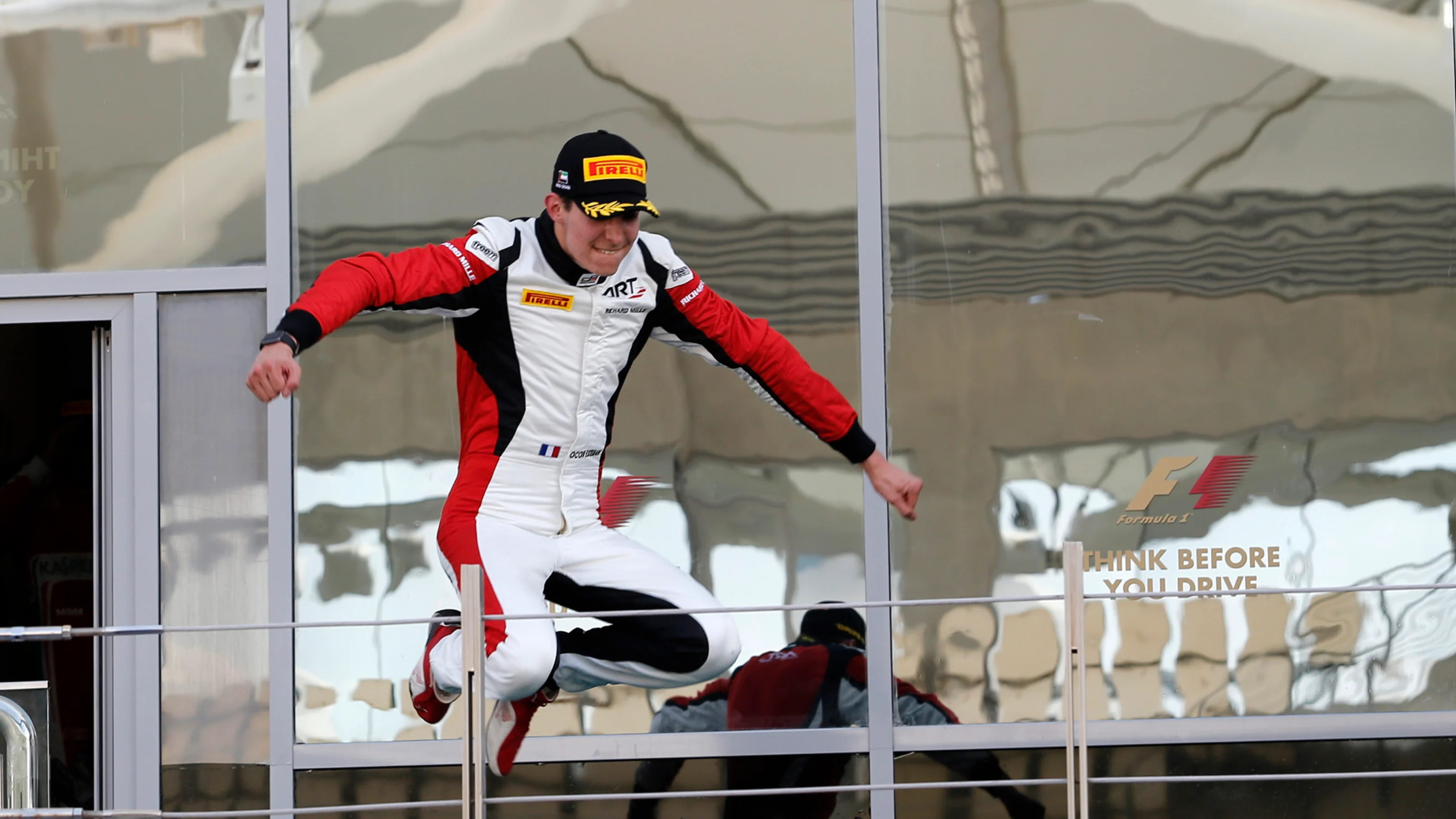Third place finisher and 2015 Champion Esteban Ocon (FRA) ART Grand Prix celebrates on the podium