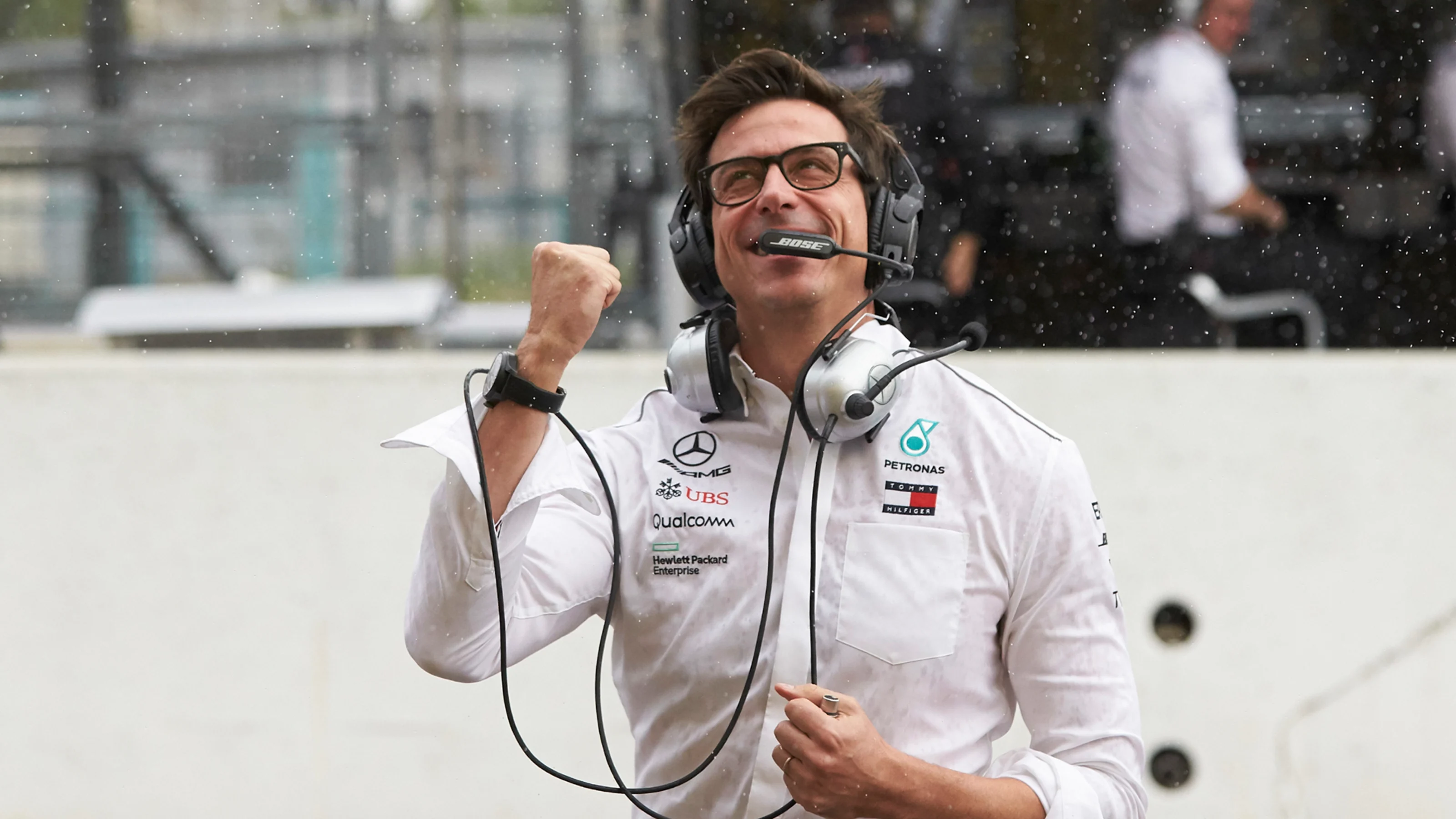 SUZUKA, JAPAN - OCTOBER 06: Toto Wolff, Executive Director (Business), Mercedes AMG, celebrates
