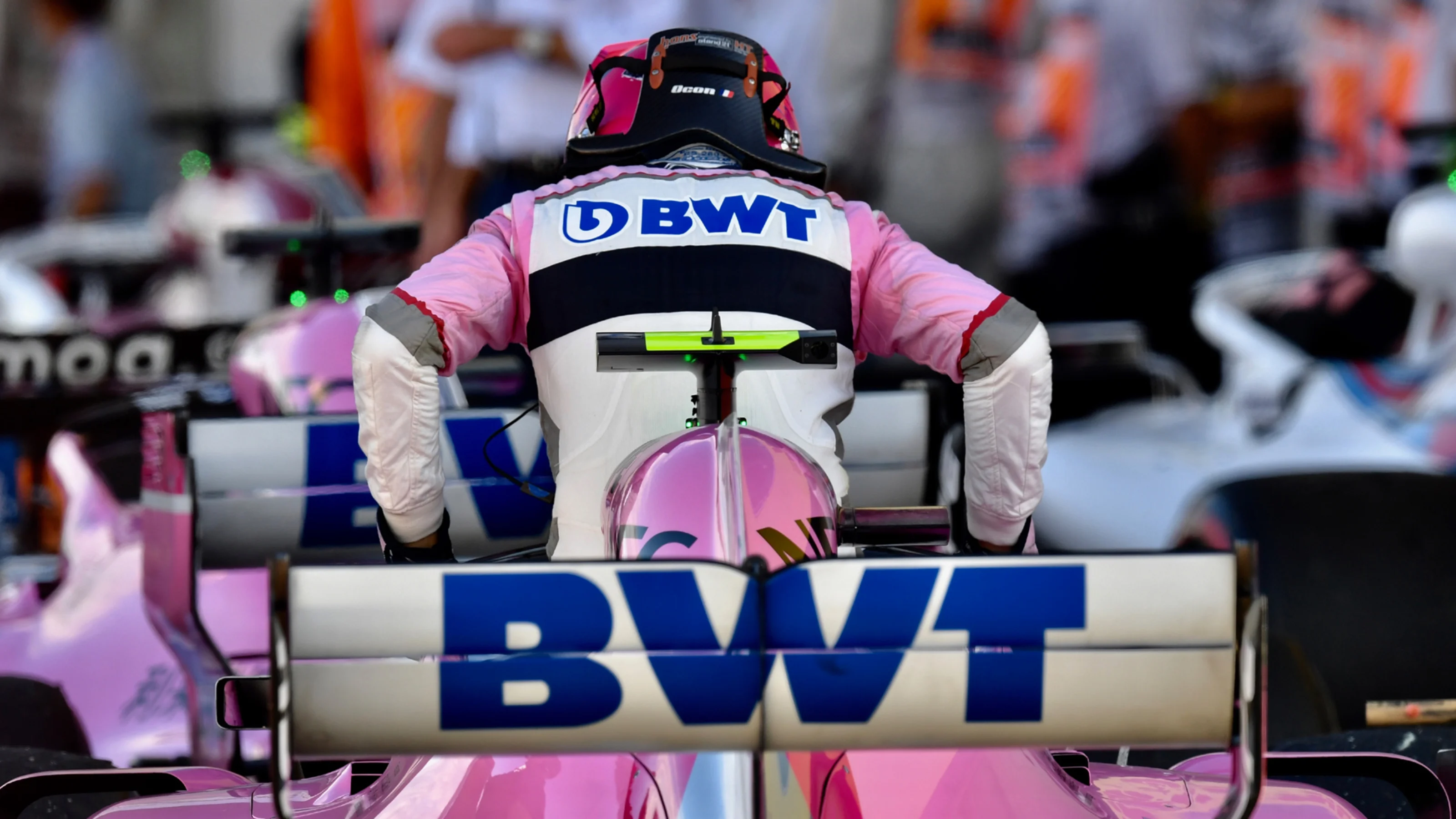 SUZUKA, JAPAN - OCTOBER 07: Esteban Ocon, Racing Point Force India VJM11 in parc ferme during the