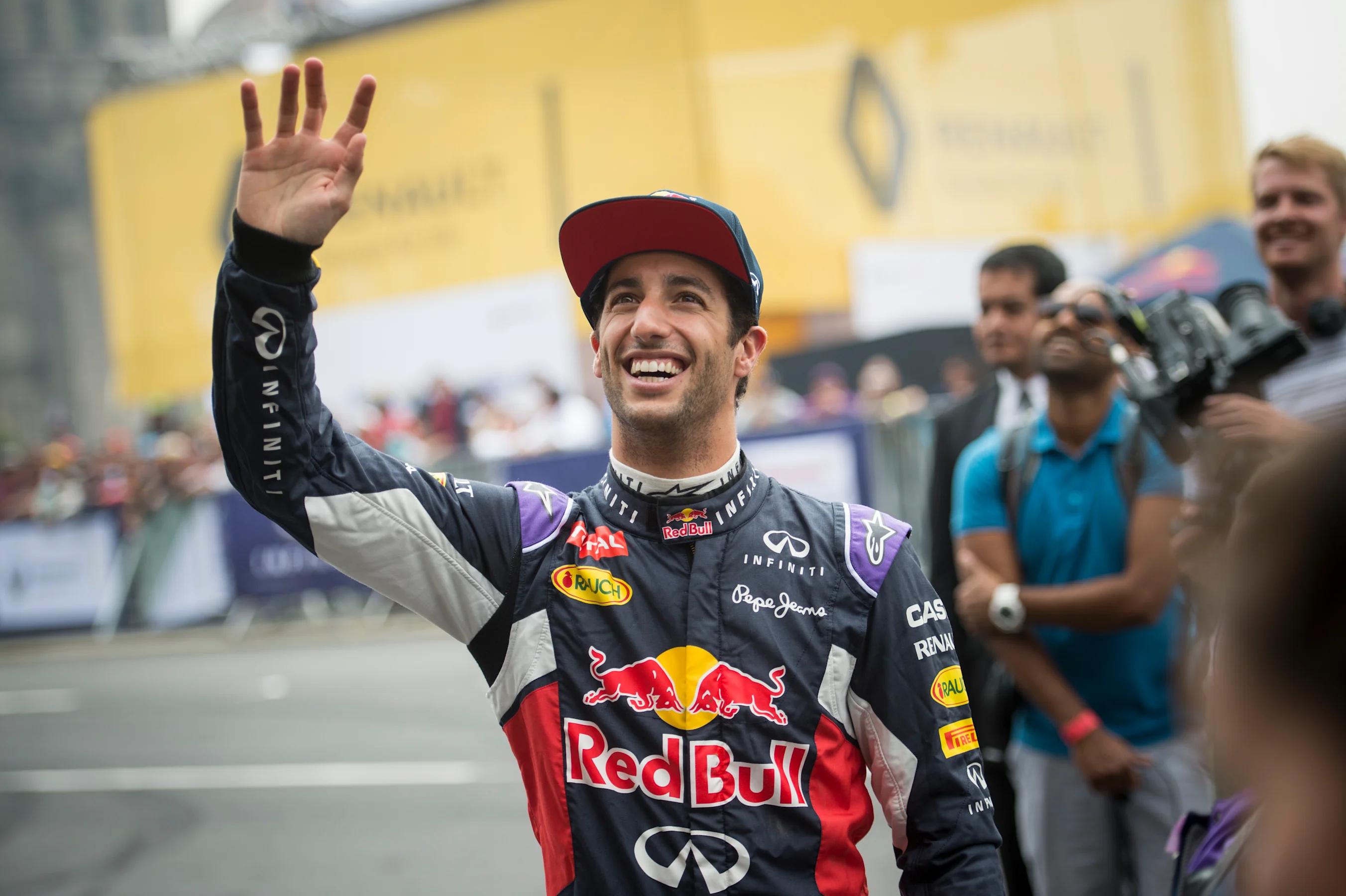 Daniel Ricciardo seen during Infiniti Red Bull Racing F1 Show Run at the Zocalo Plaza in Mexico