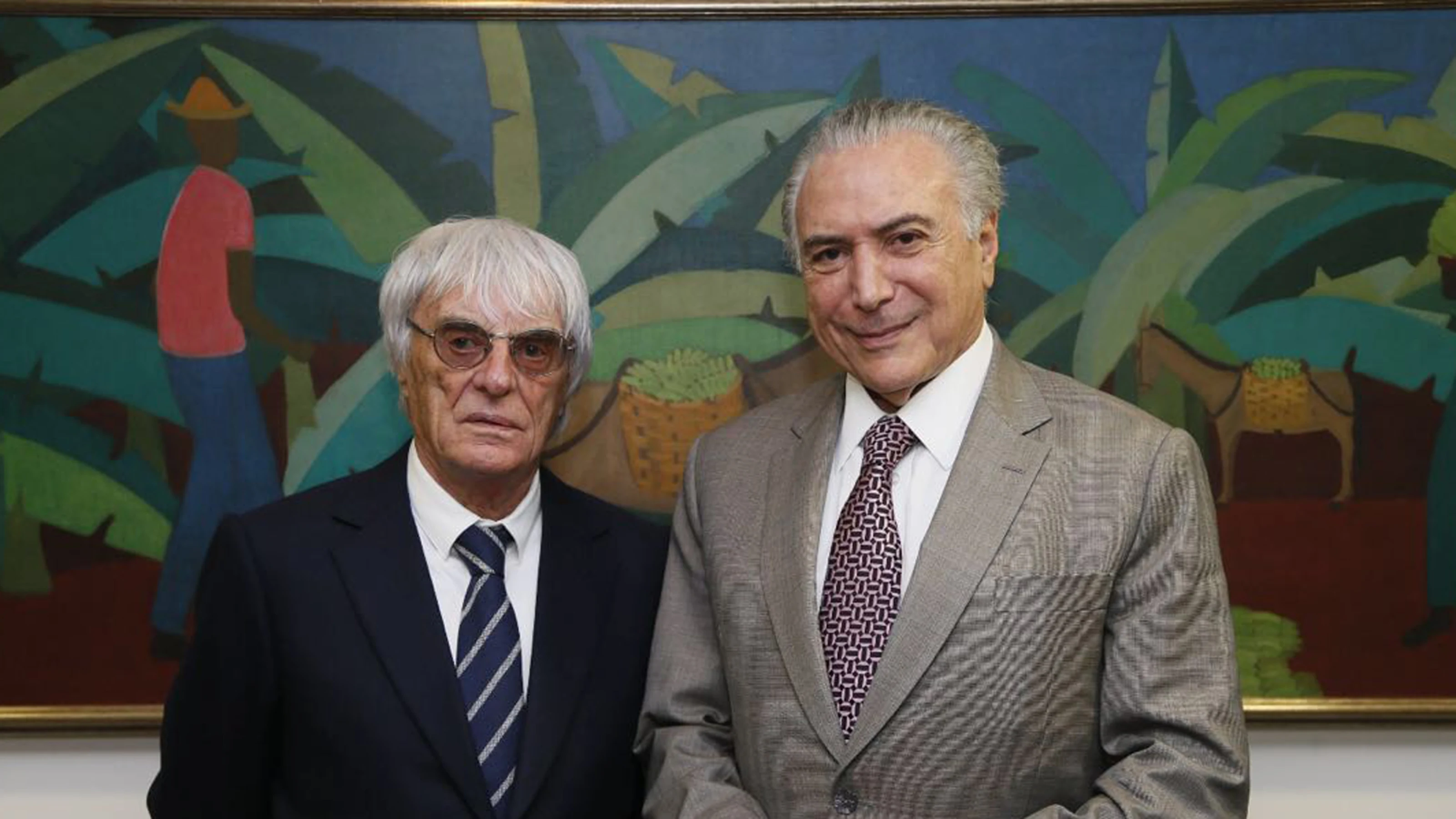 Formula One group CEO Bernie Ecclestone with President of Brazil, Michel Temer, November 2016
