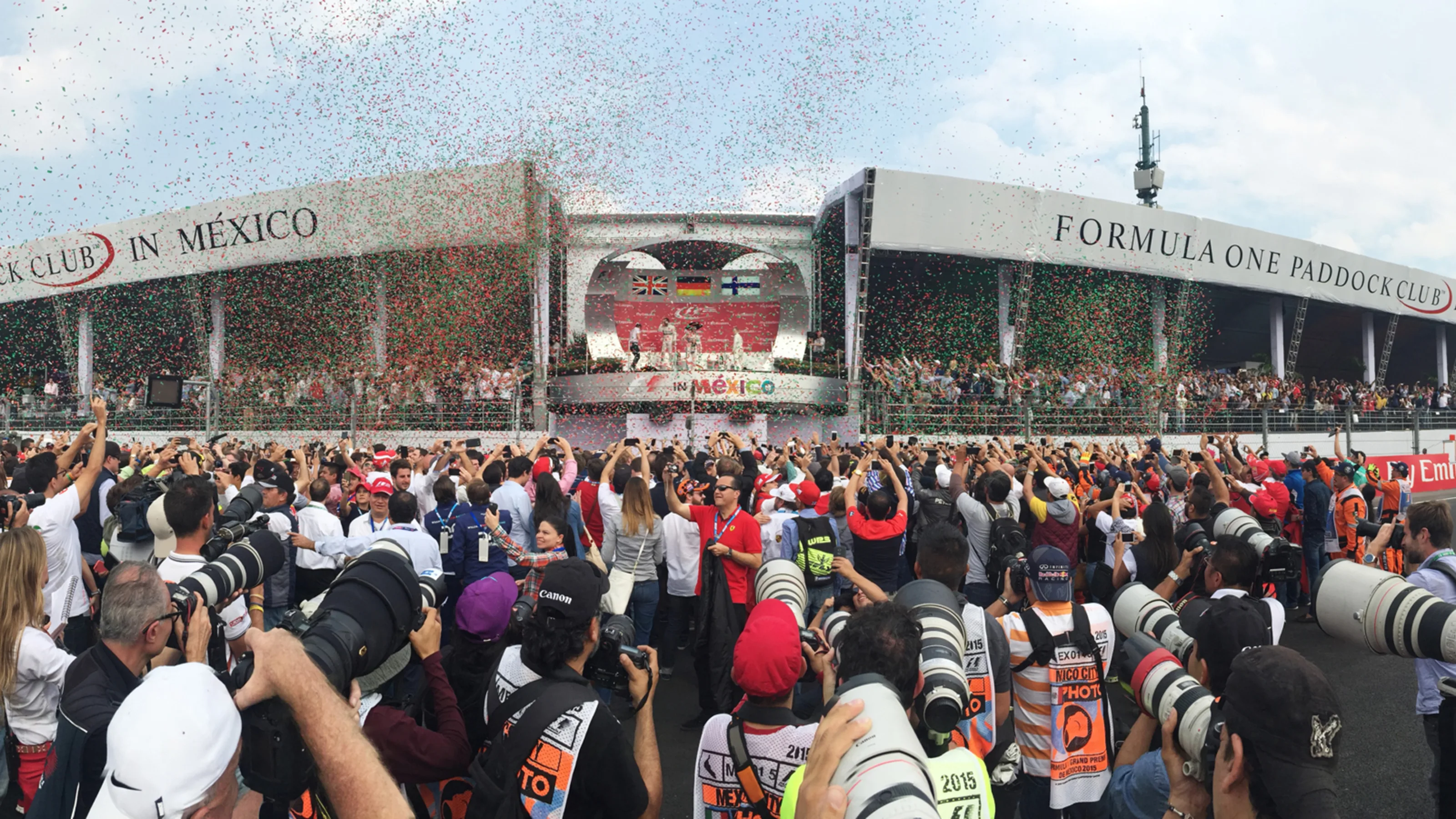 Podium, at Formula One World Championship, Rd17, Mexican Grand Prix, Race, Circuit Hermanos