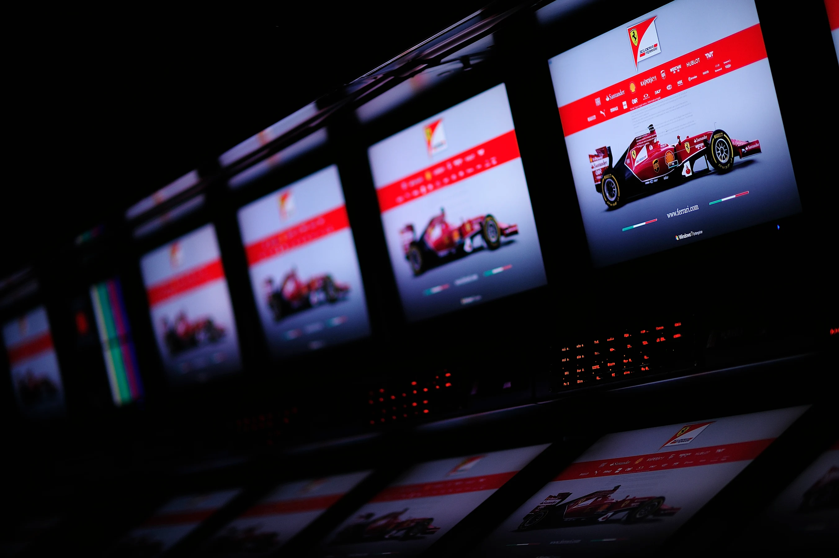 Monitors on the Ferrari pit wall