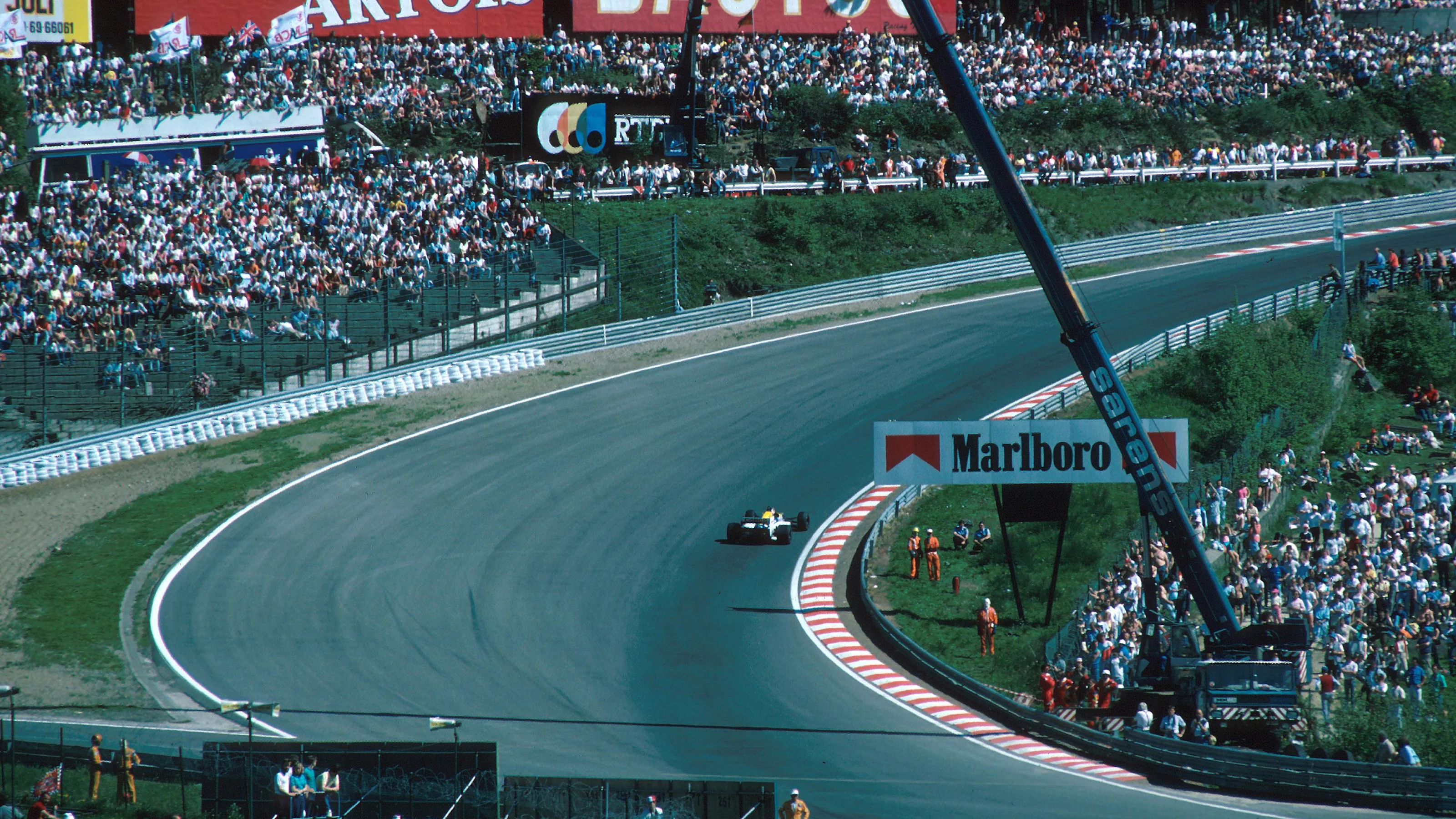 Eau Rouge on the scenic Spa circuit. Belgian Grand Prix, Spa, 15 September 1985