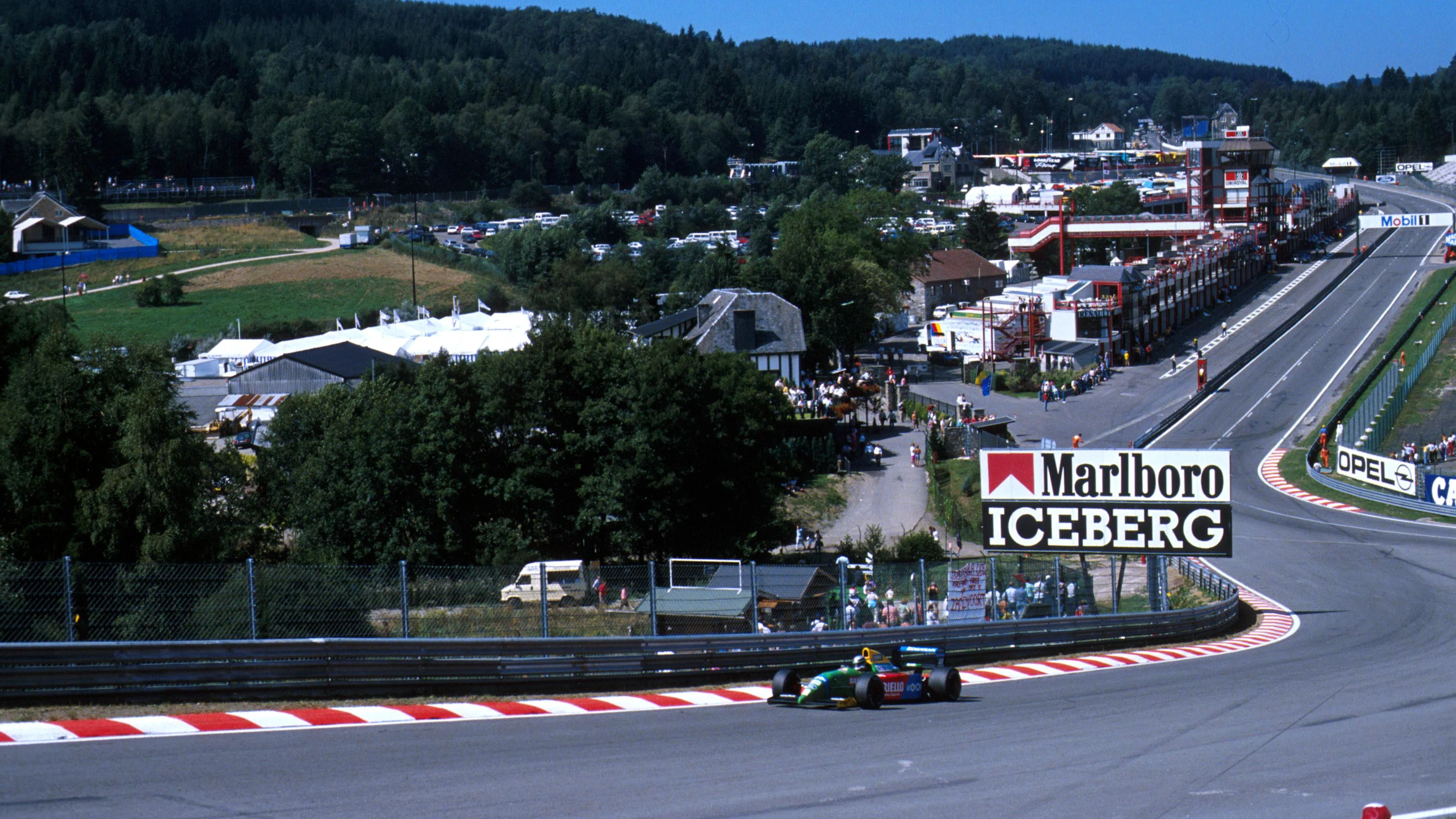 Alessandro Nannini through Eau Rouge Belgian GP - Spa, Belgium, 26 August 1990