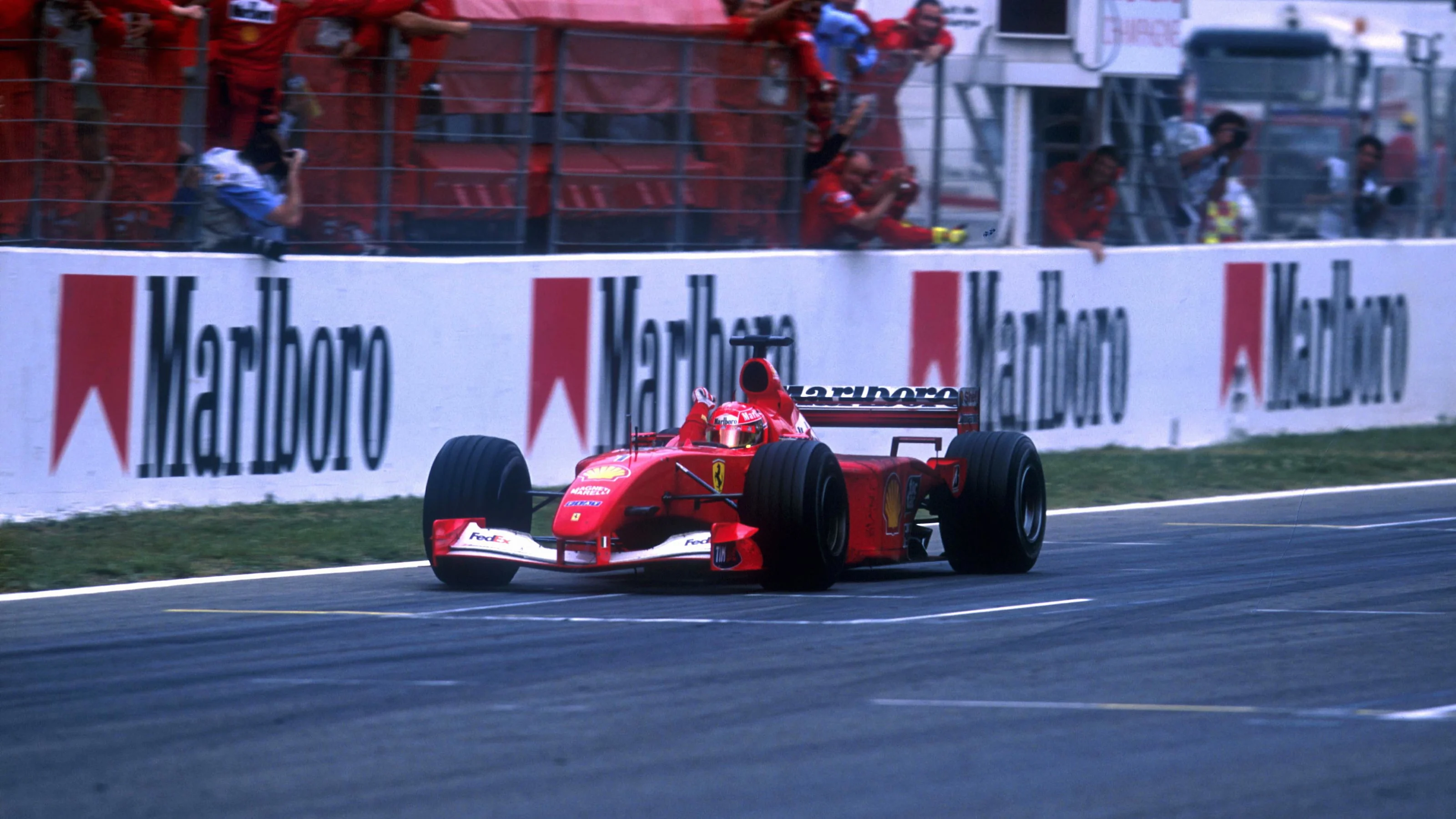 Michael Schumacher(D) Ferrari F1 2001 wins Spanish Grand Prix, Barcelona, 29 April 2001 BEST IMAGE