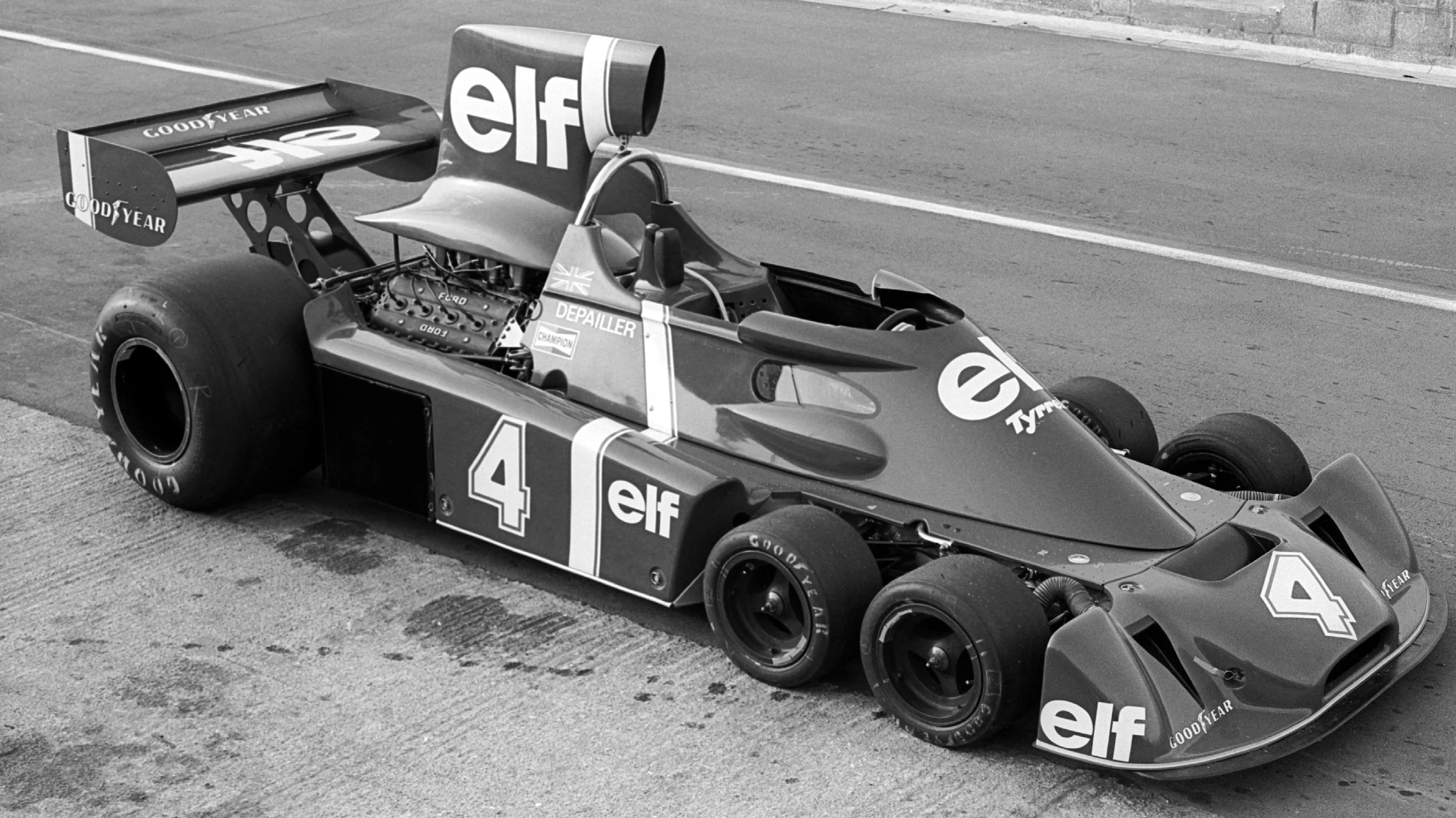 The Tyrrell P34 in testing prior to its debut F1 GP. 1976 Formula One World Championship,