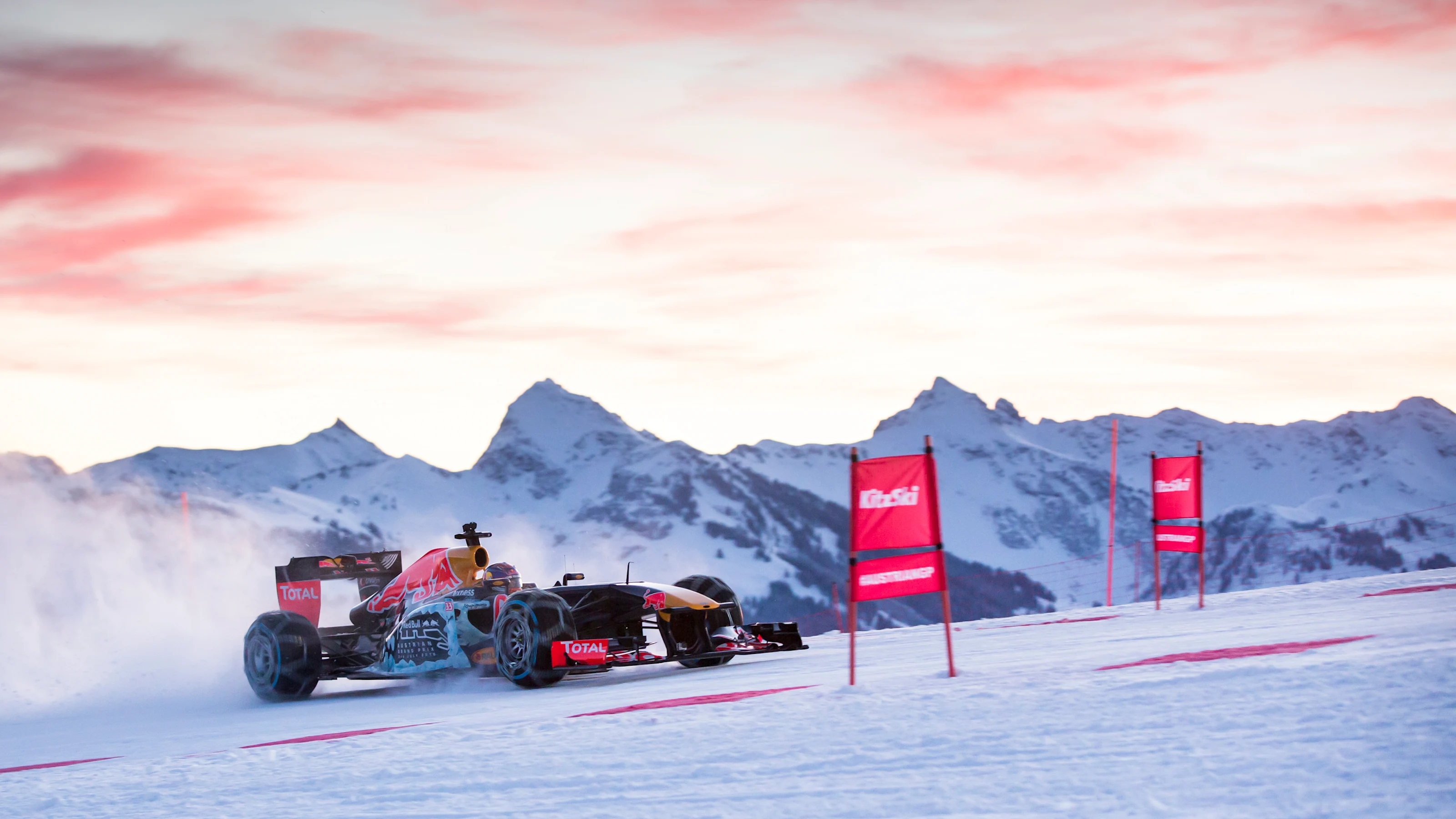 Max Verstappen performs during the F1 Showrun at the Hahnenkamm in Kitzbuehel, Austria on January