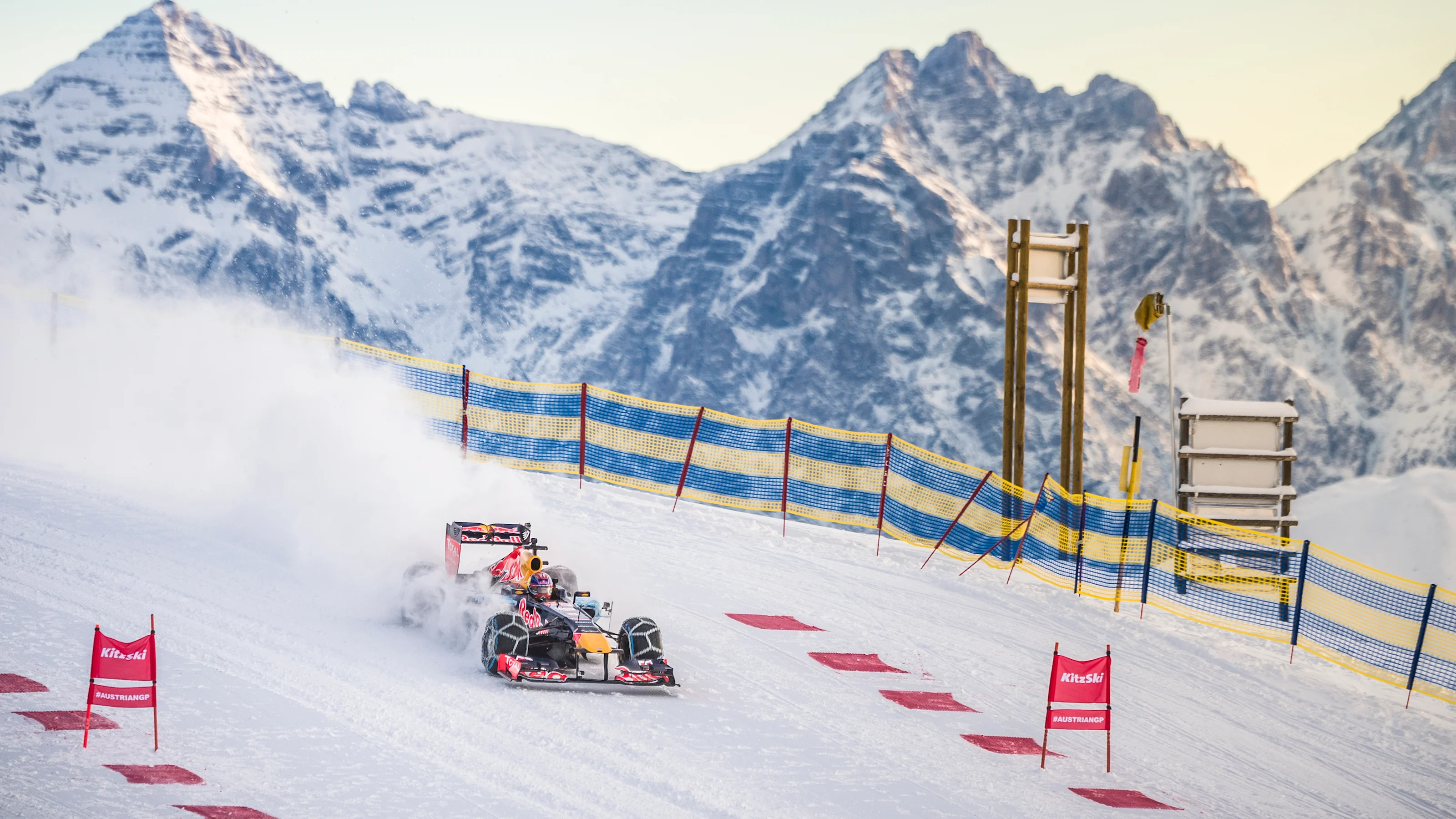 Max Verstappen performs during the F1 Showrun at the Hahnenkamm in Kitzbuehel, Austria on Jannuary