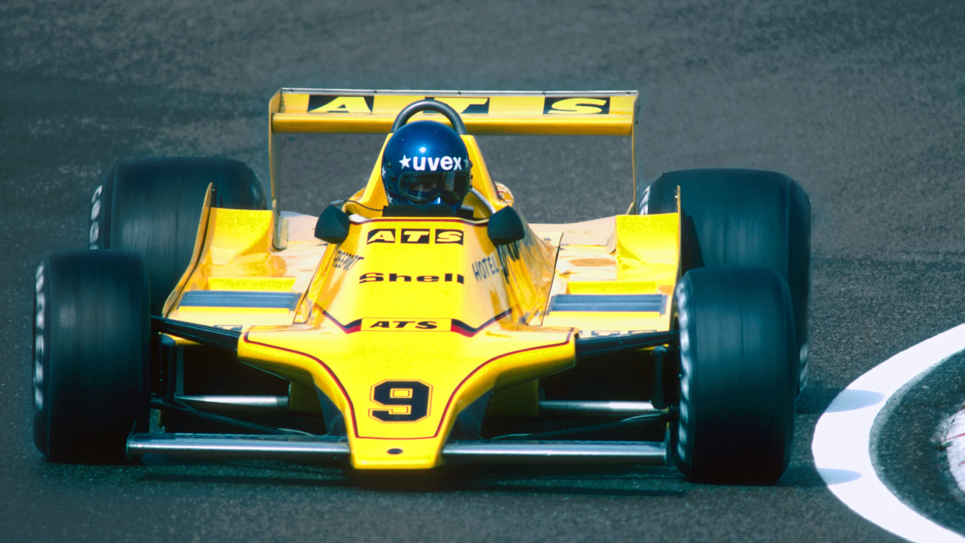 Hans-Joachim Stuck (GER) ATS-Cosworth whos race ended with drive shaft problems. Formula One World