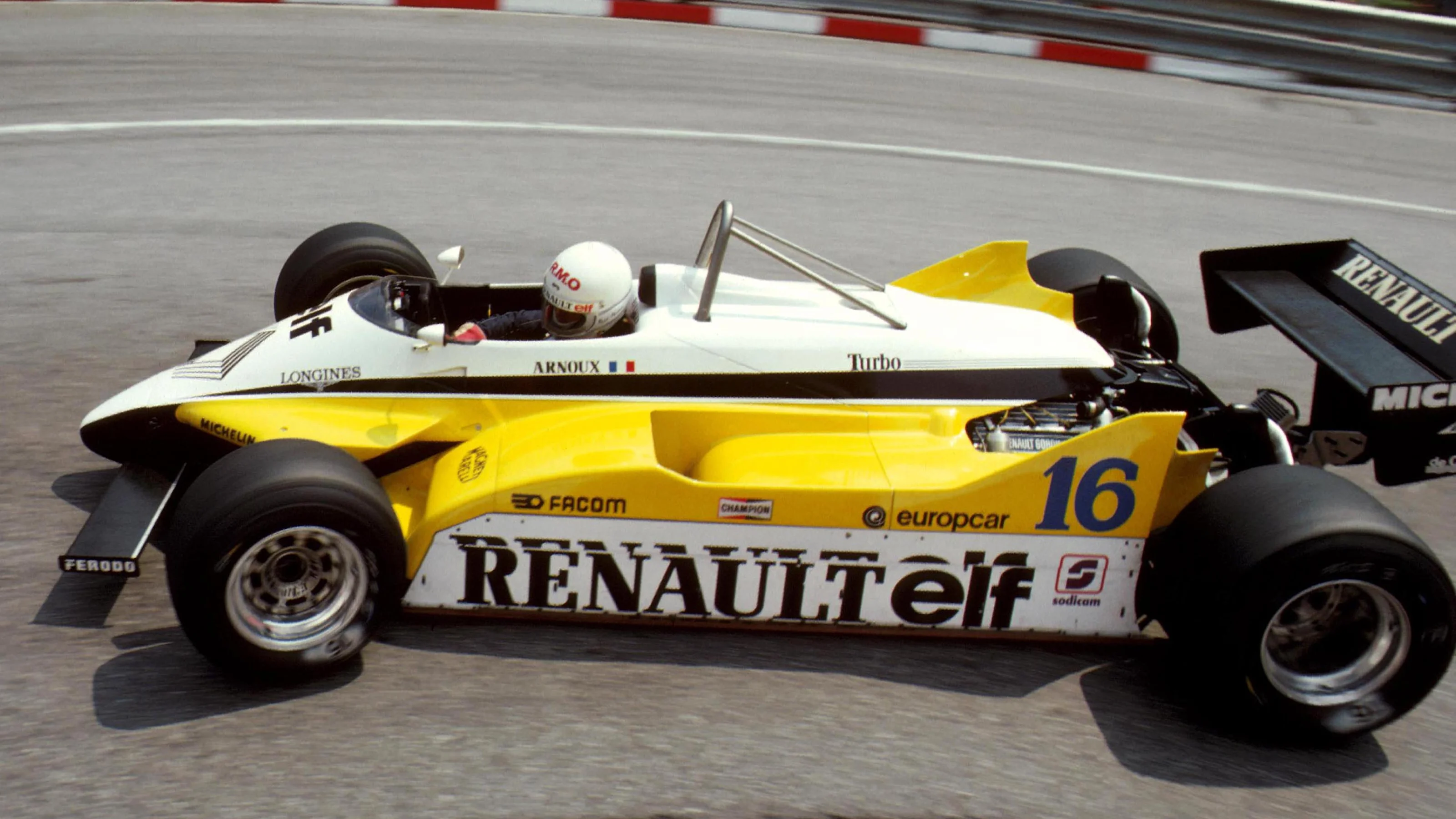 Rene Arnoux (FRA) Renault RE30B, DNF. Monaco Grand Prix, Monte-Carlo, Monaco, 23 May 1982.