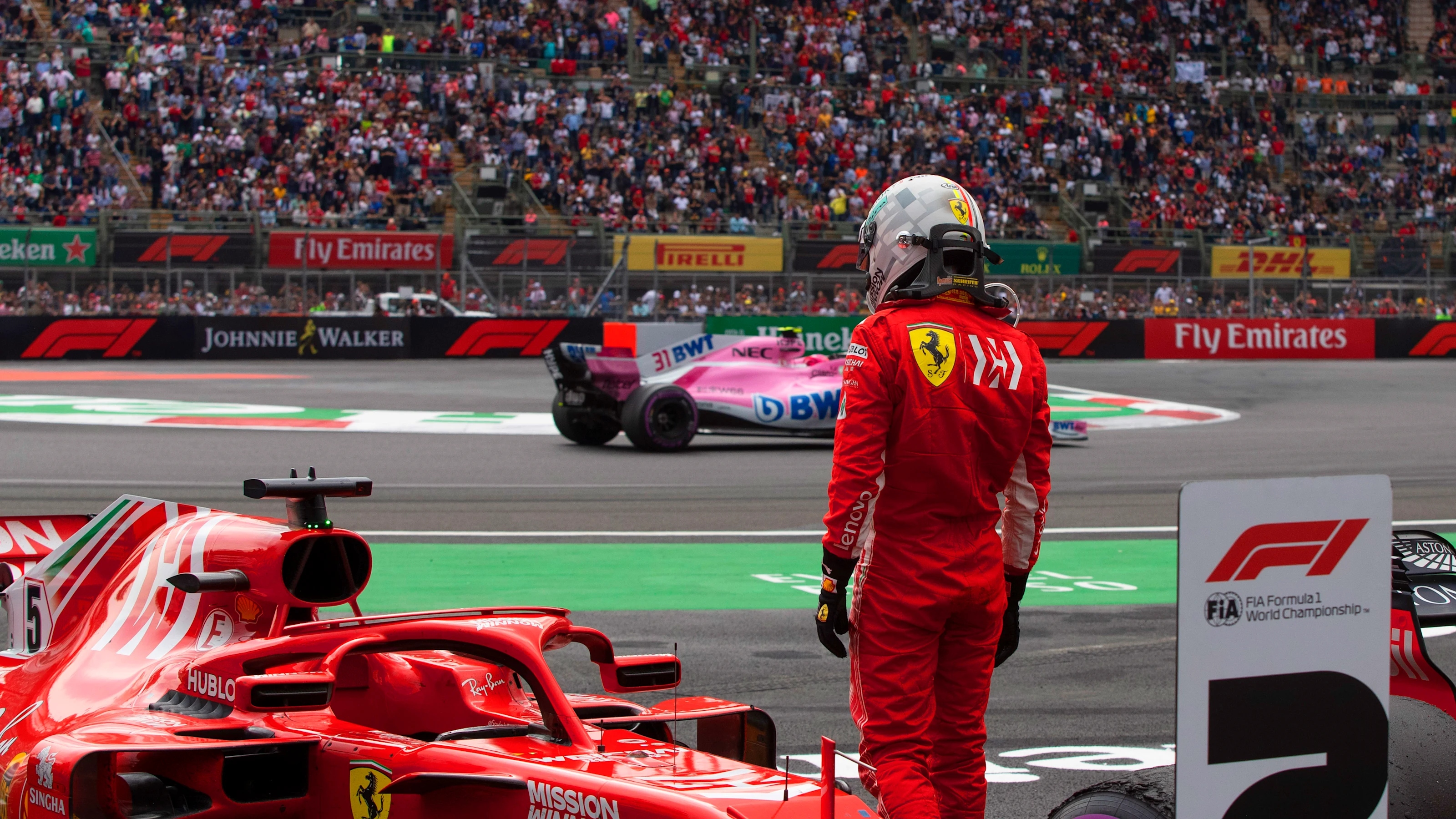 AUTODROMO HERMANOS RODRIGUEZ, MEXICO - OCTOBER 28: Sebastian Vettel, Ferrari in Parc Ferme during