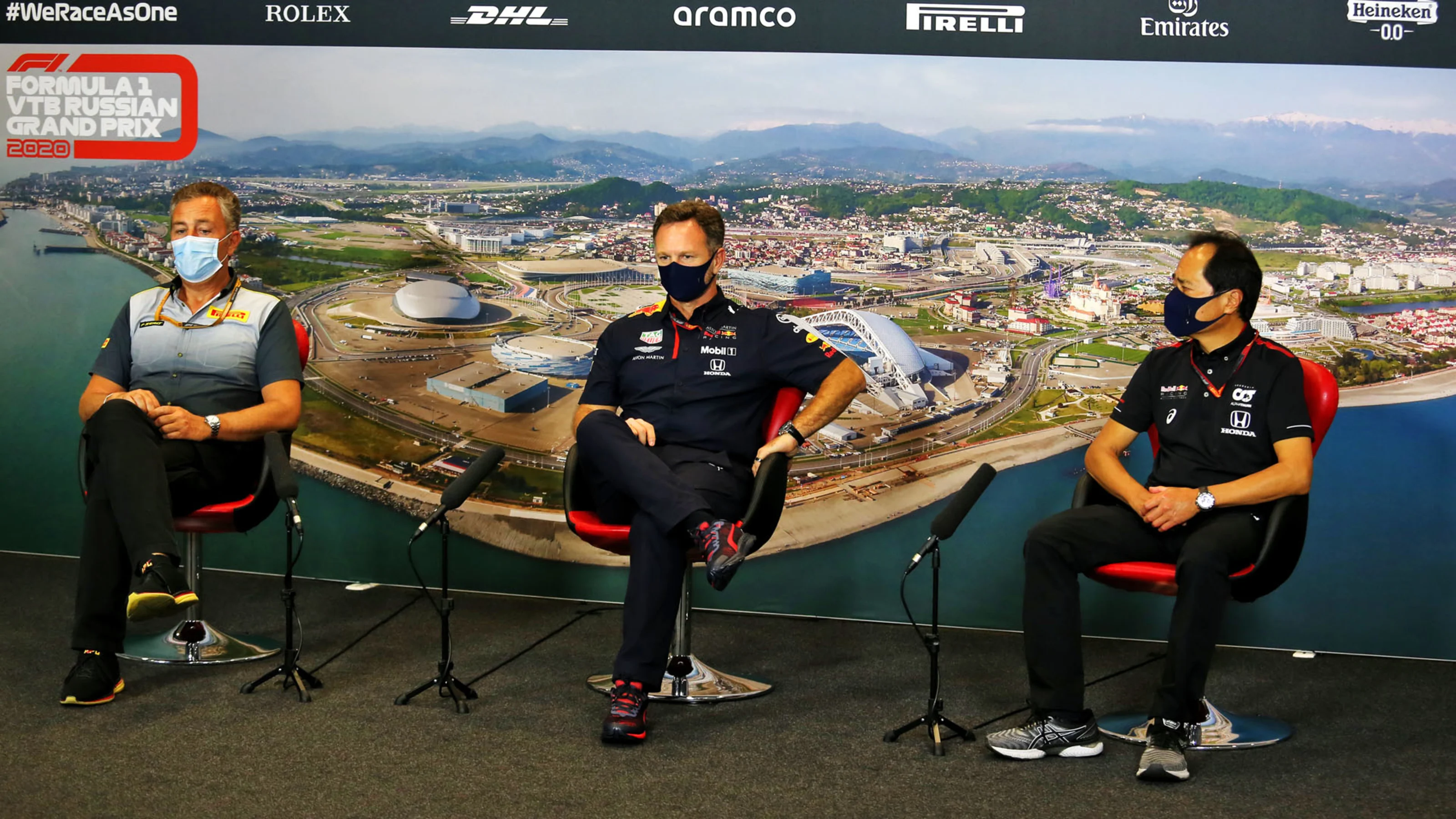 The FIA Press Conference (L to R): Mario Isola (ITA) Pirelli Racing Manager; Christian Horner (GBR)
