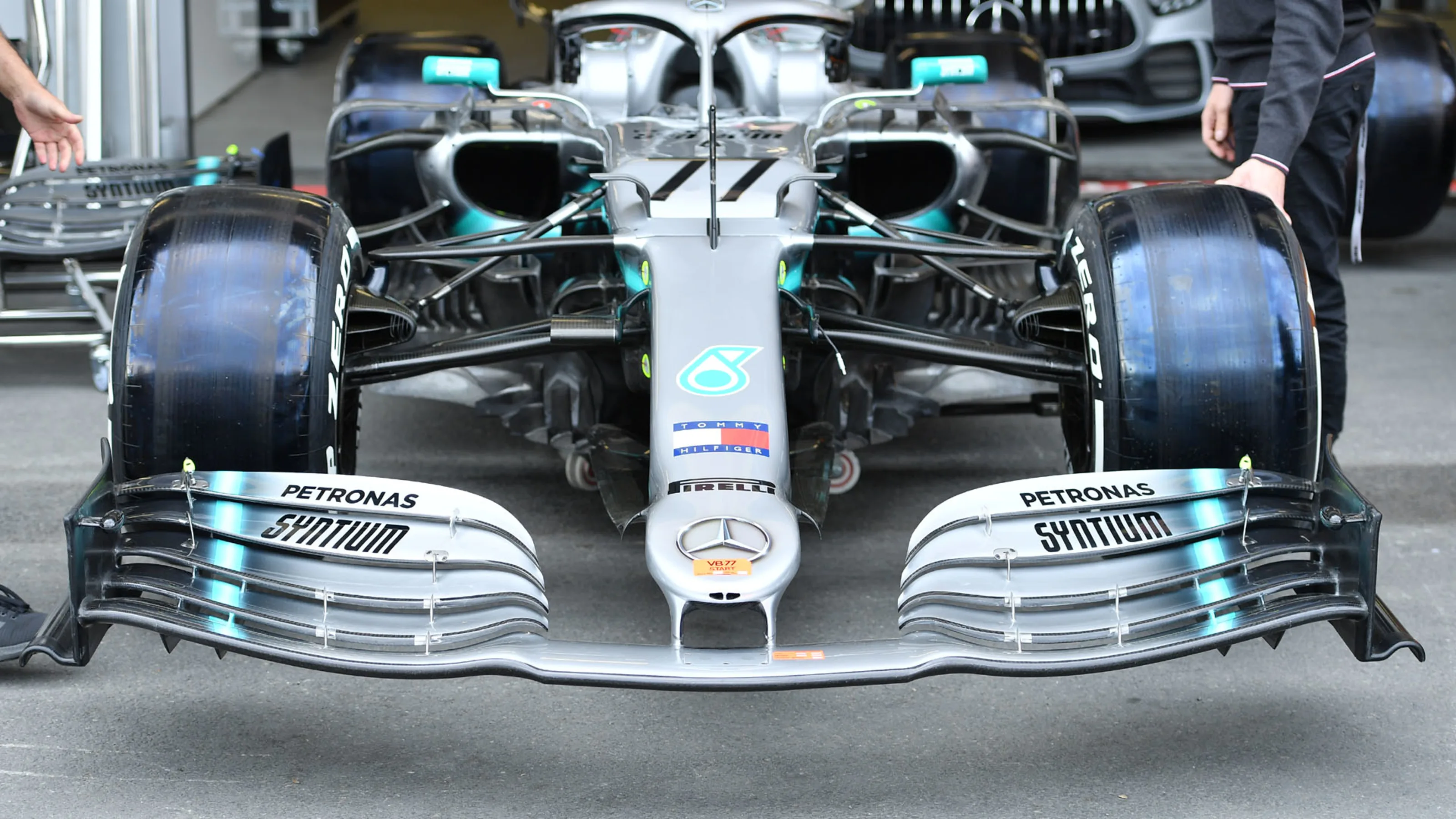 BAKU CITY CIRCUIT, AZERBAIJAN - APRIL 25: Front wing of Valtteri Bottas, Mercedes AMG W10 during