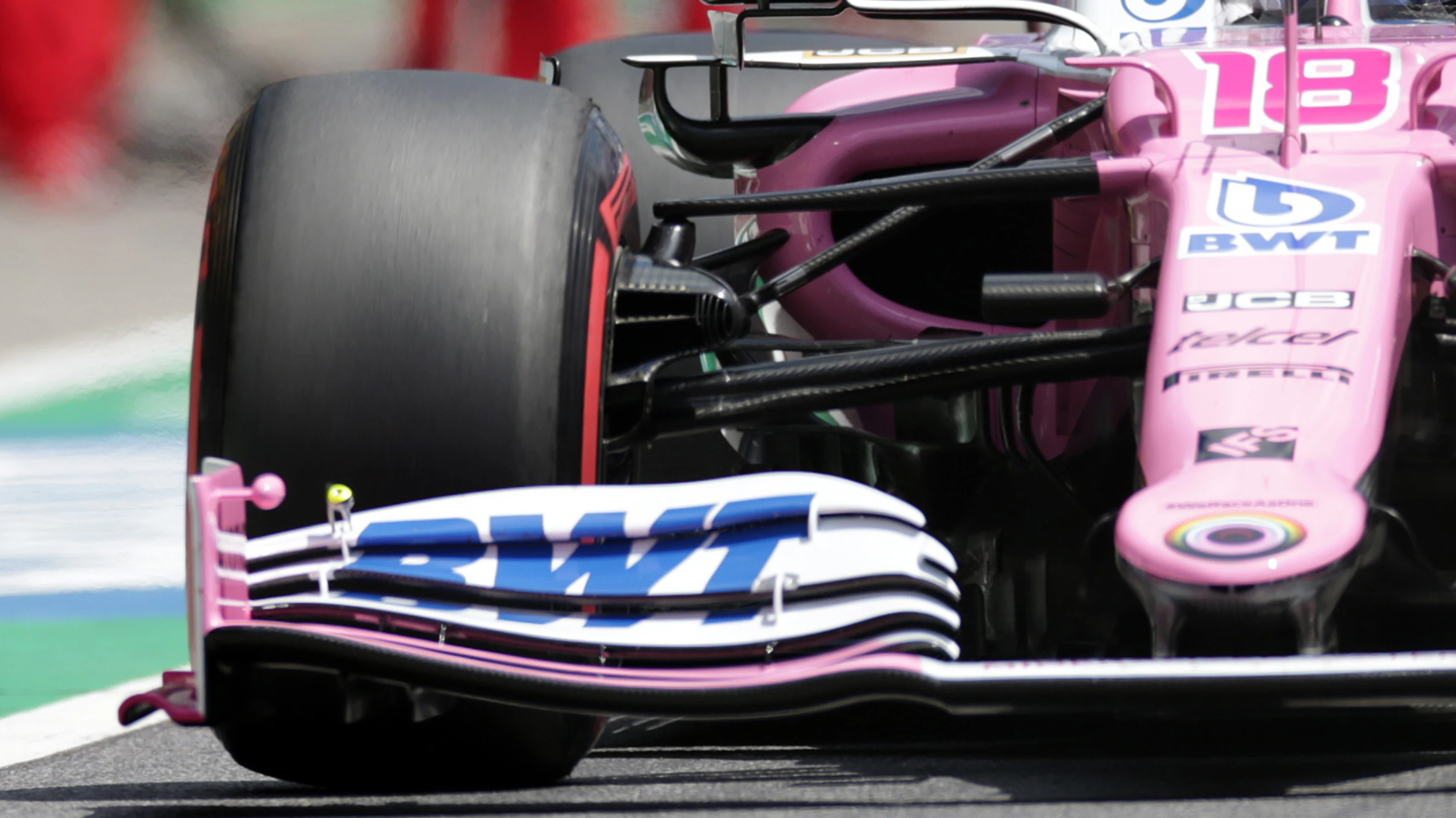 The Racing Point RP20 brake duct close