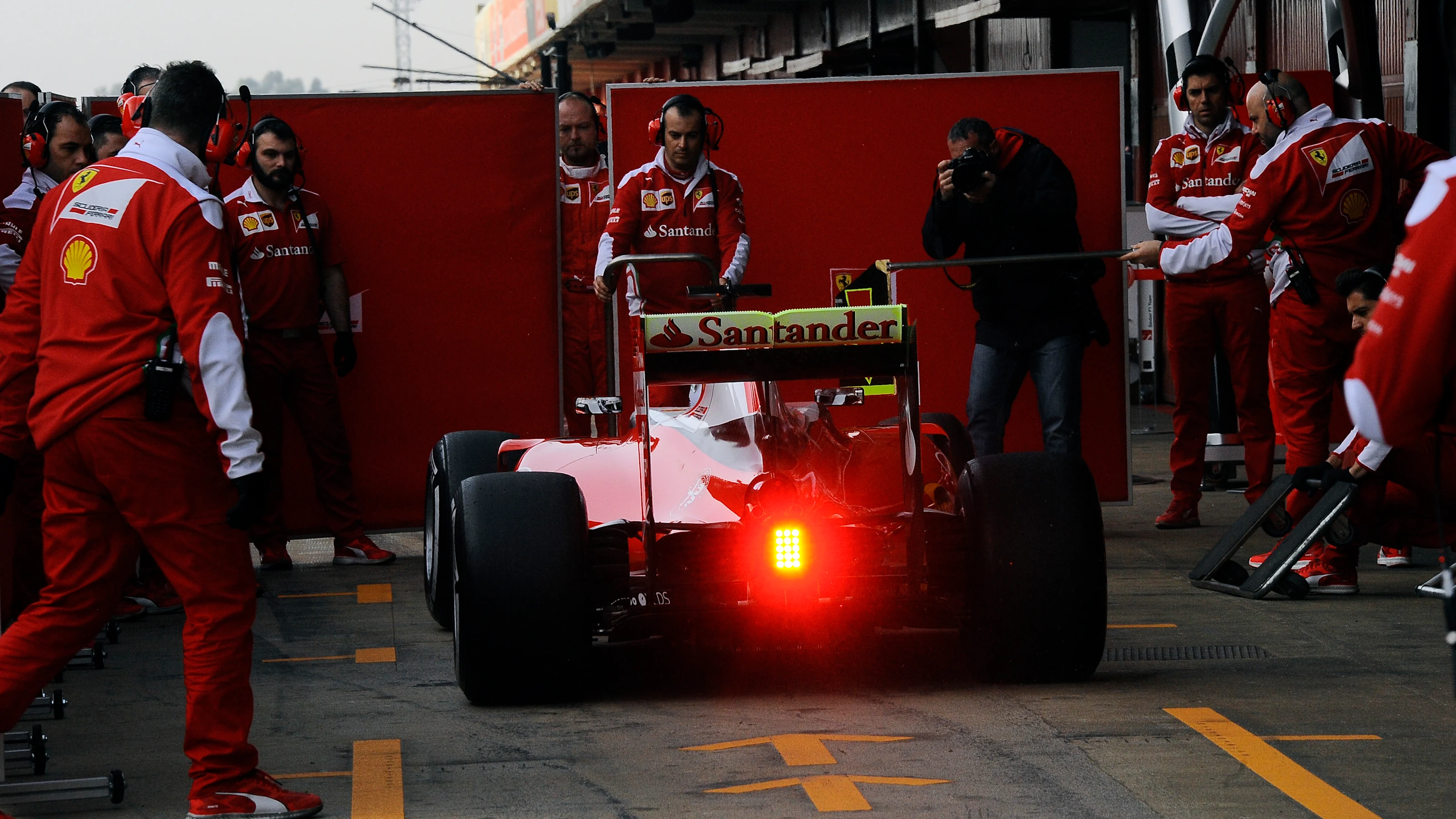 Sebastian Vettel (GER) Ferrari SF16-H behind the screens at Formula One Testing, Day Two,